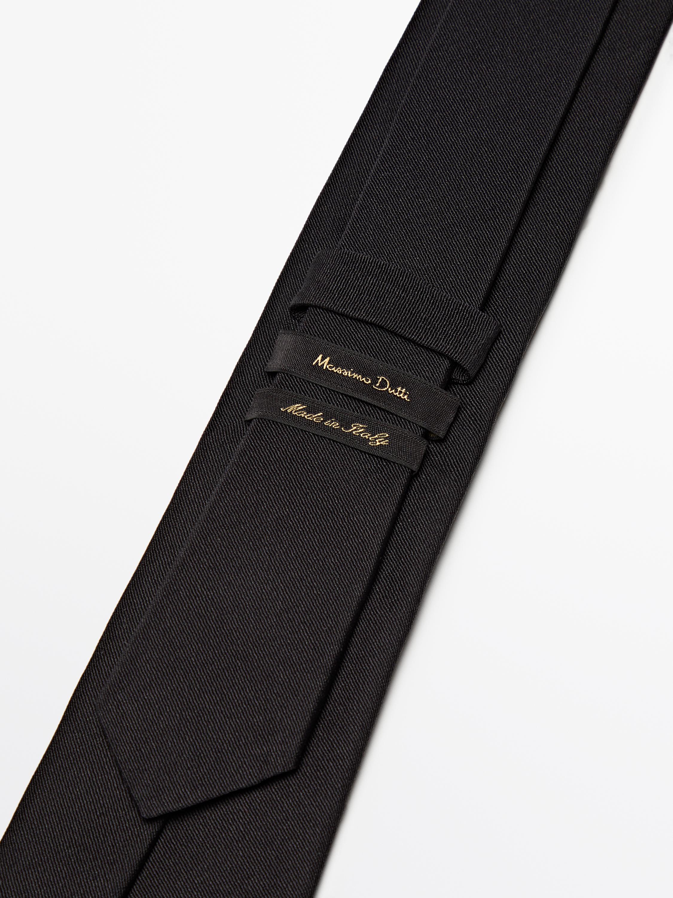 Cotton and silk blend twill tie — BLACK