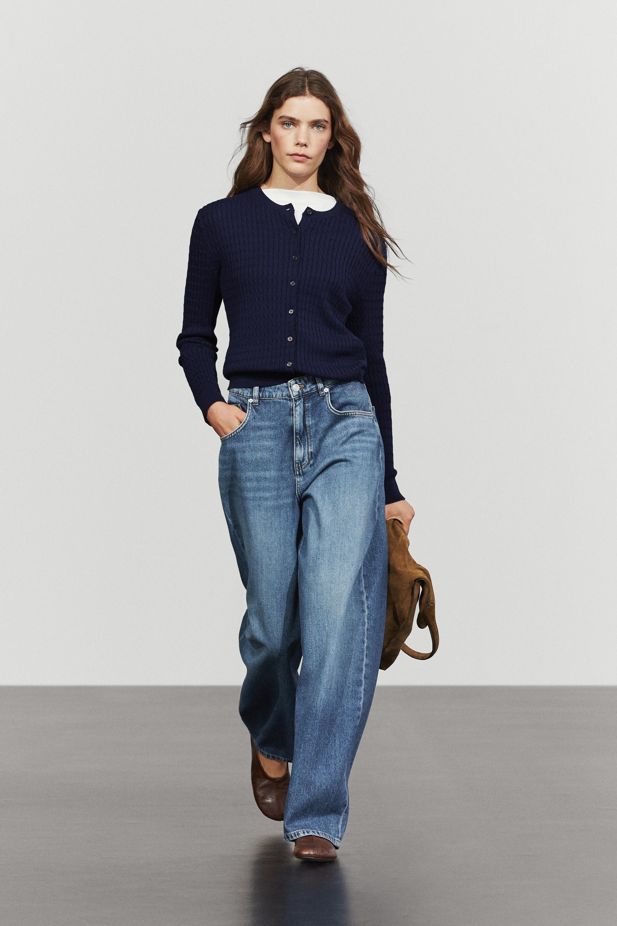 Strick-Cardigan mit Zopfmuster aus 100 % Baumwolle