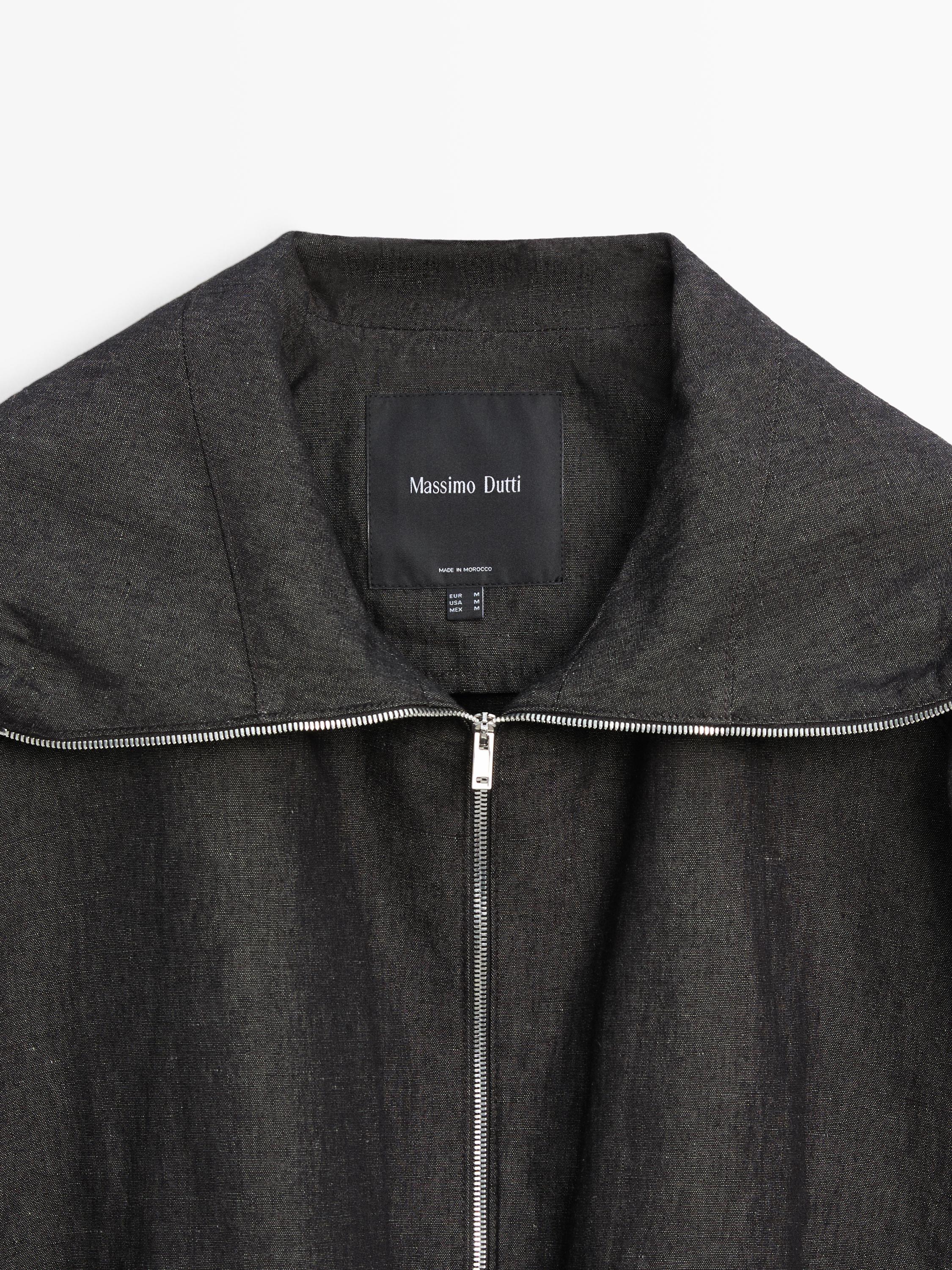 Linen blend bomber jacket — BLUISH GREY