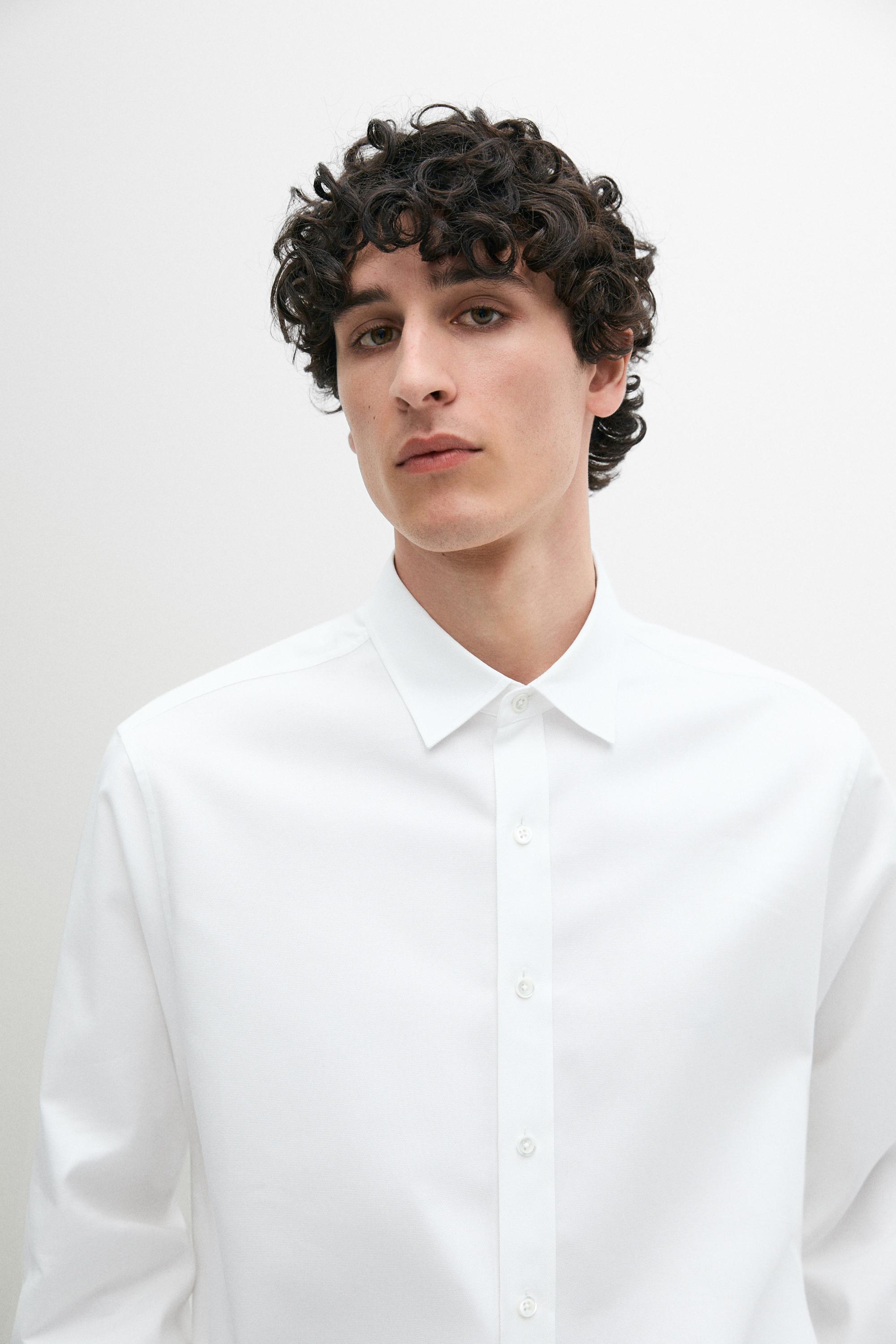 Slim fit 100% cotton shirt — WHITE