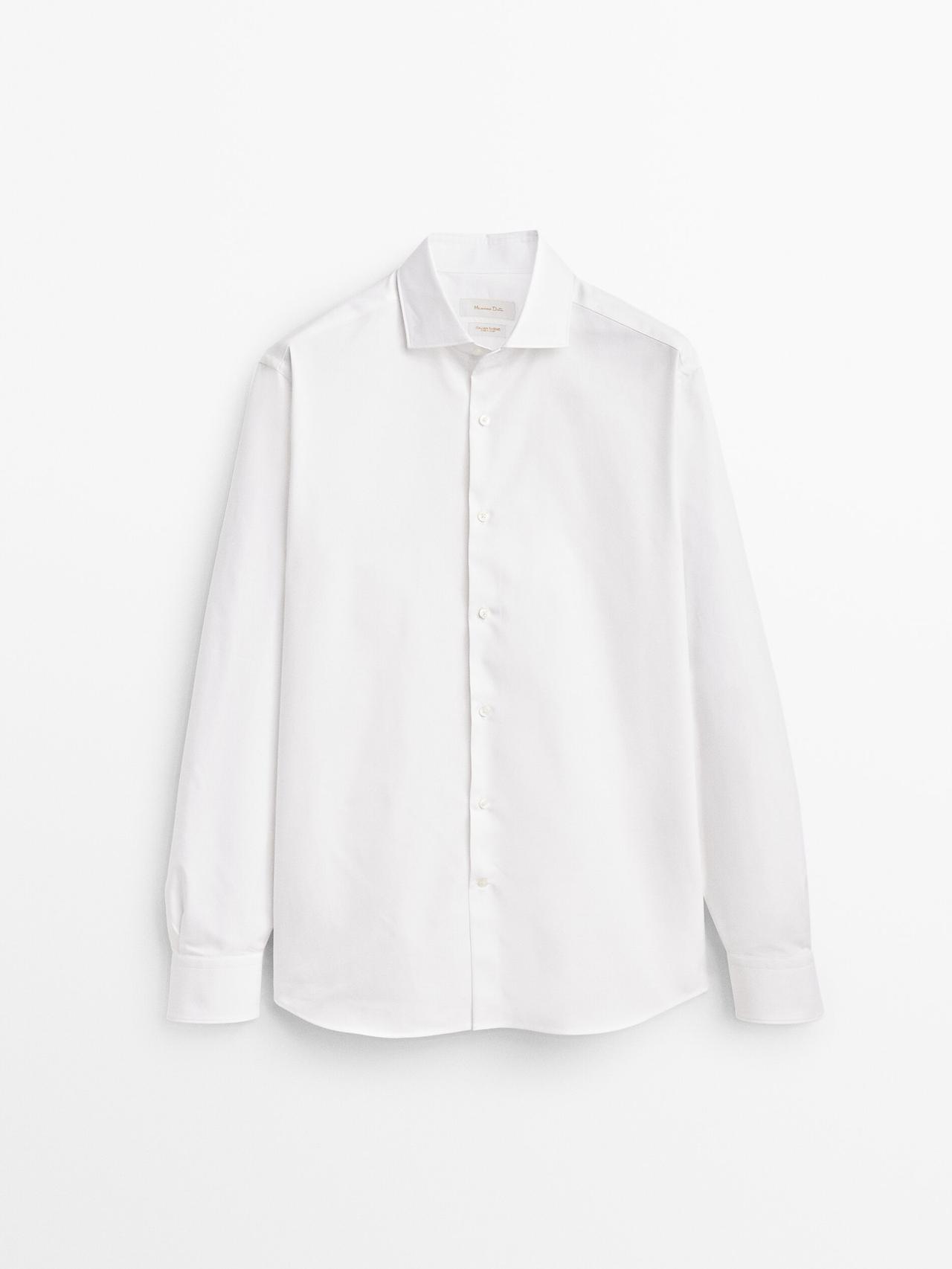 Massimo Dutti - Herre - Slim Fit Skjorte I 100 % Bomuld - Hvid - 45