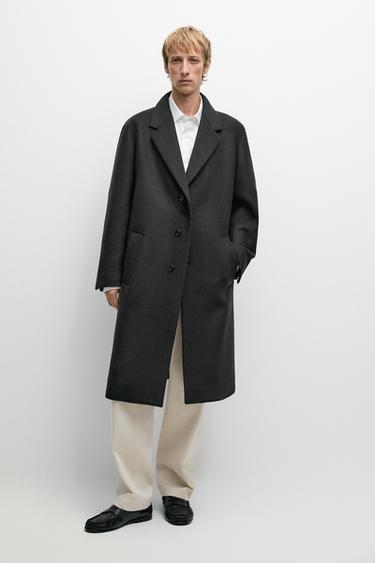 100% wool coat with lapel collar — CHARCOAL 1