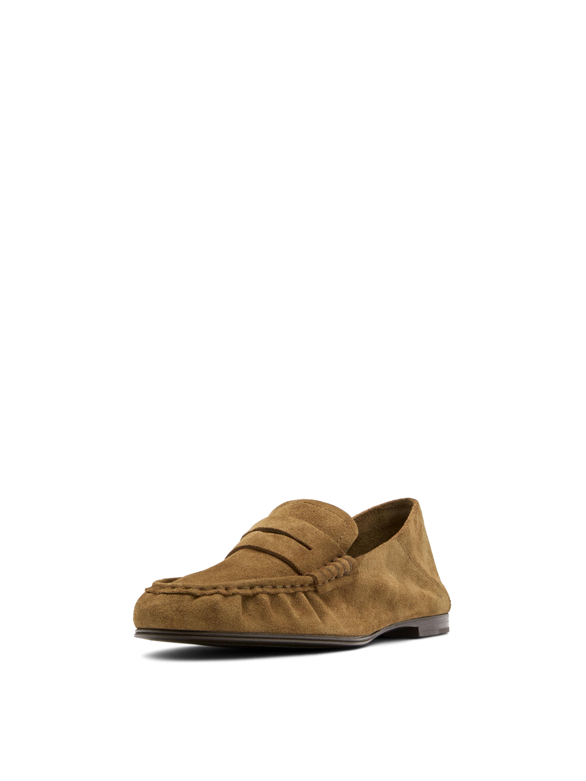 Soft split leather loafers — CAMEL