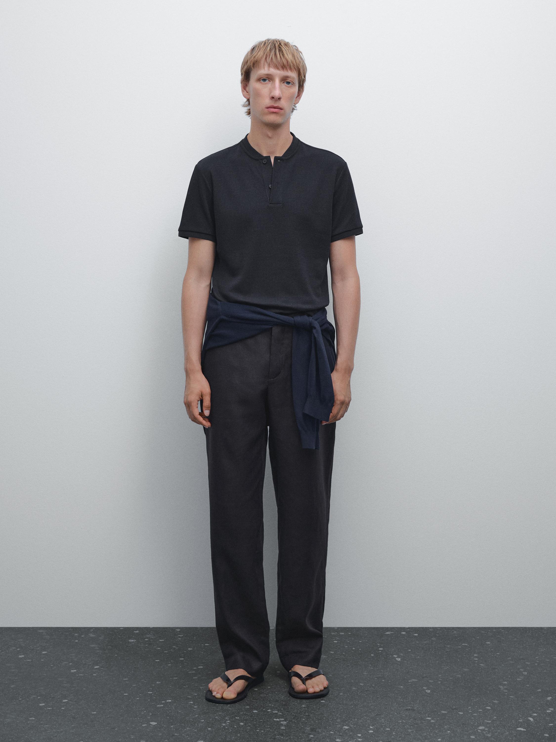 Πόλο ριμπ μπλούζα με γιακά μάο