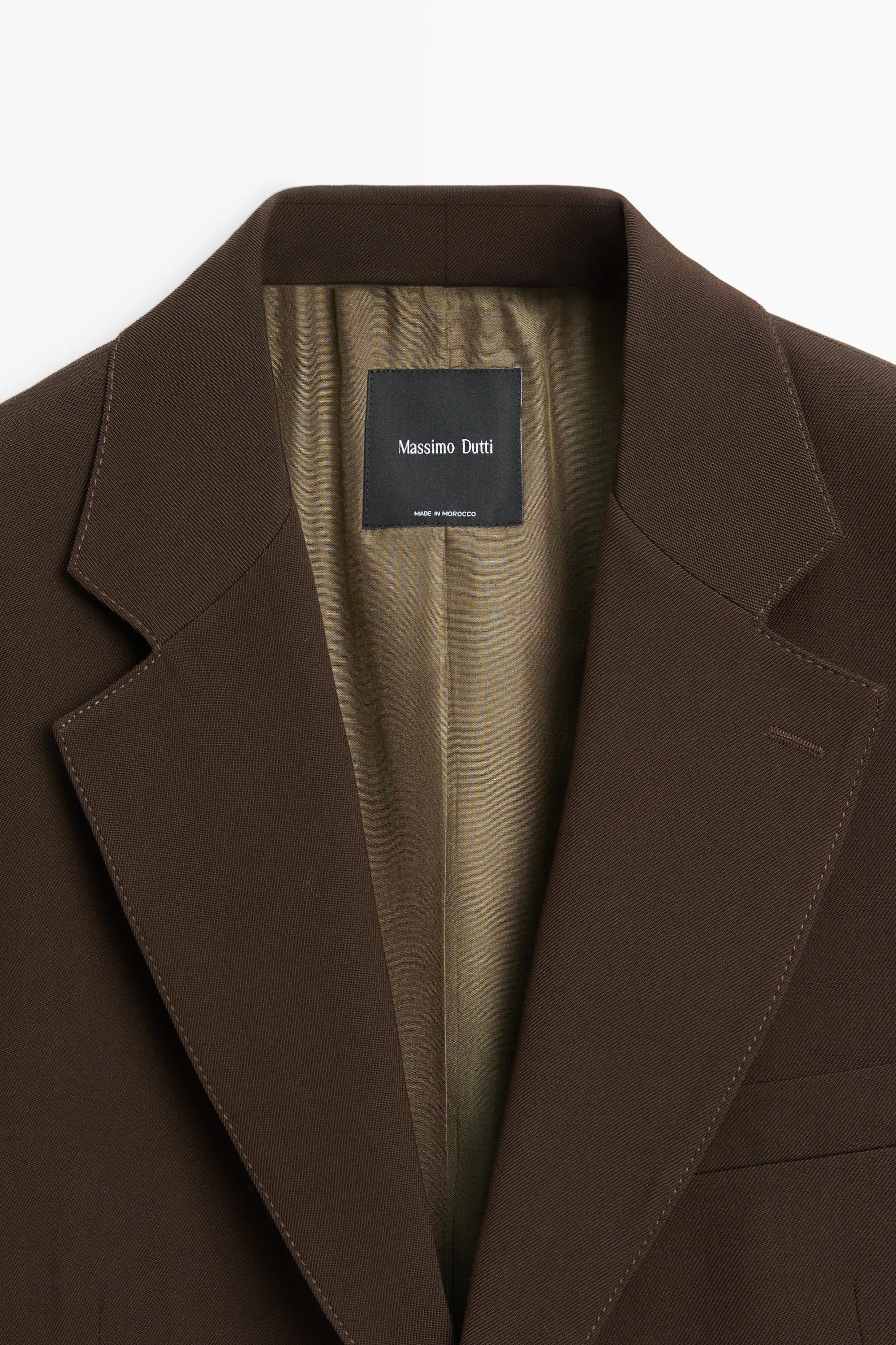 Fluid wool blend blazer total look — BROWN