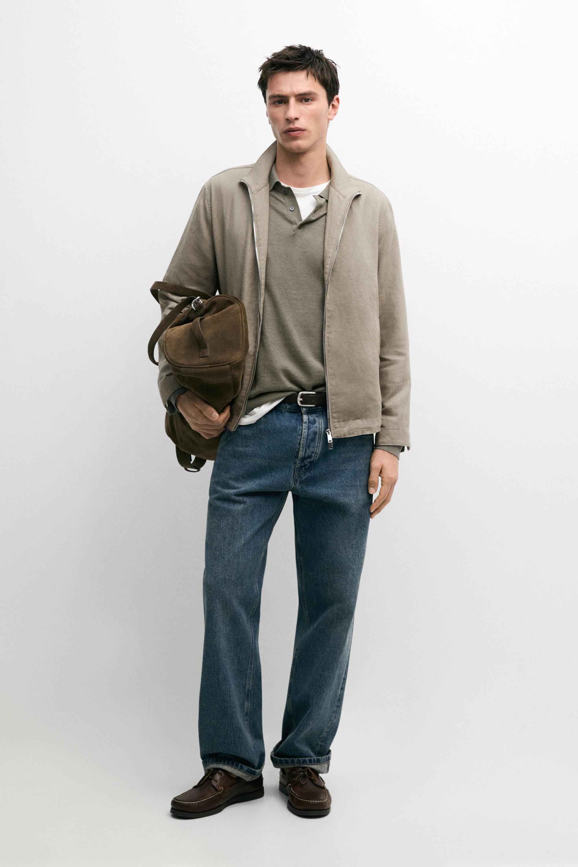 Linen bomber jacket — BEIGE