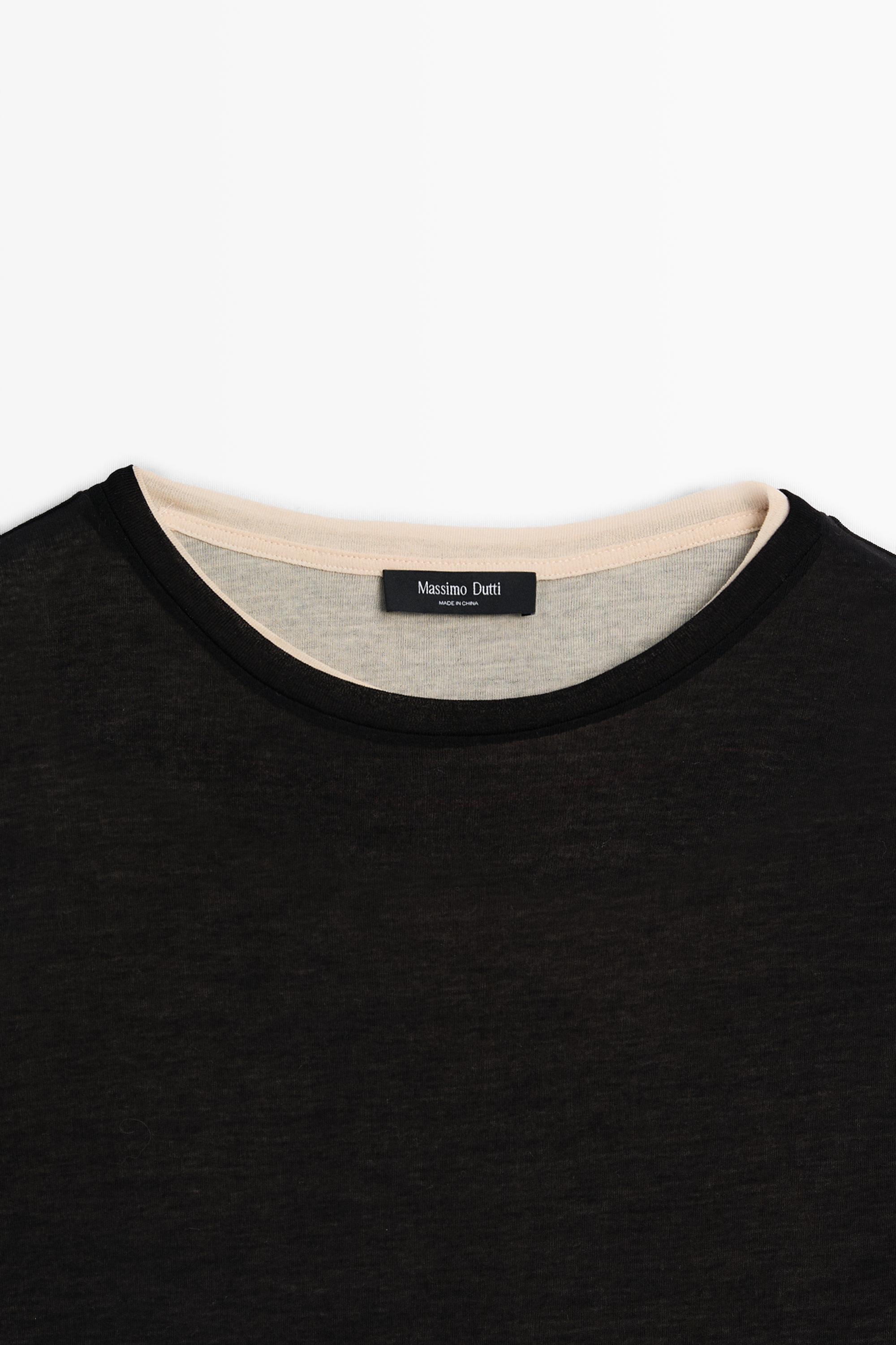 Double-layer short sleeve T-shirt — BLACK