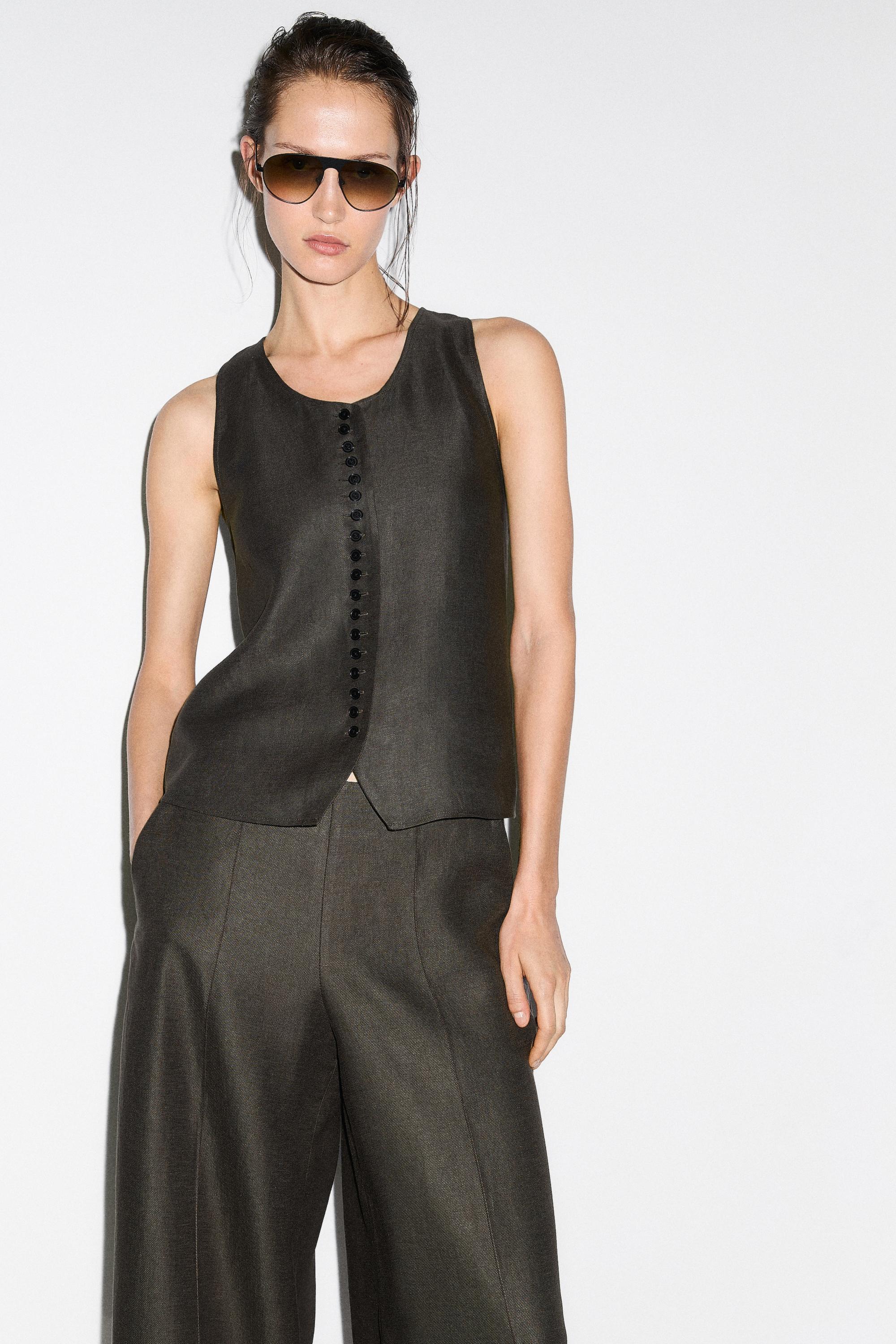 100% linen flowing pants — BROWN MARL