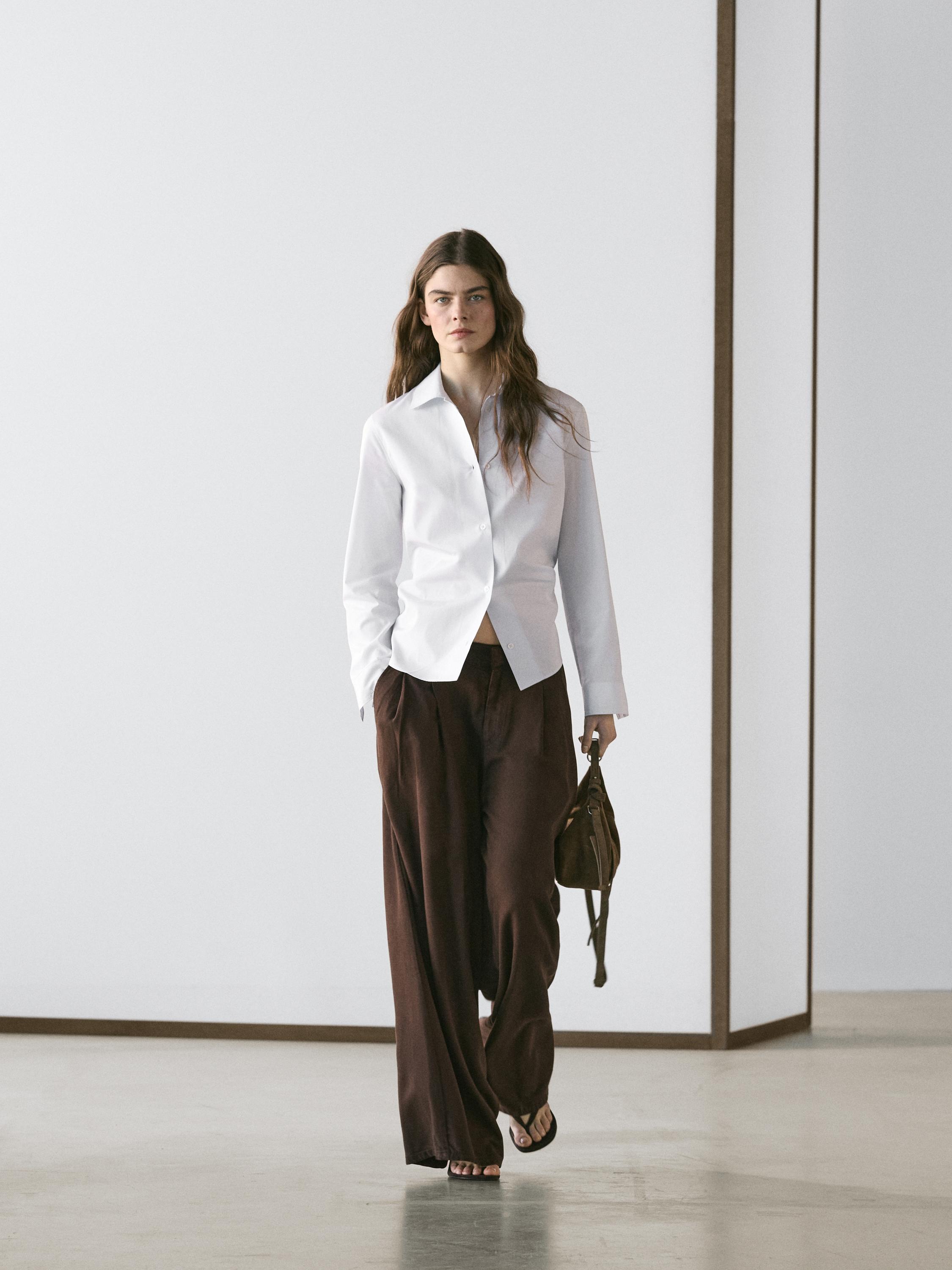 Cotton blend stretch shirt — WHITE