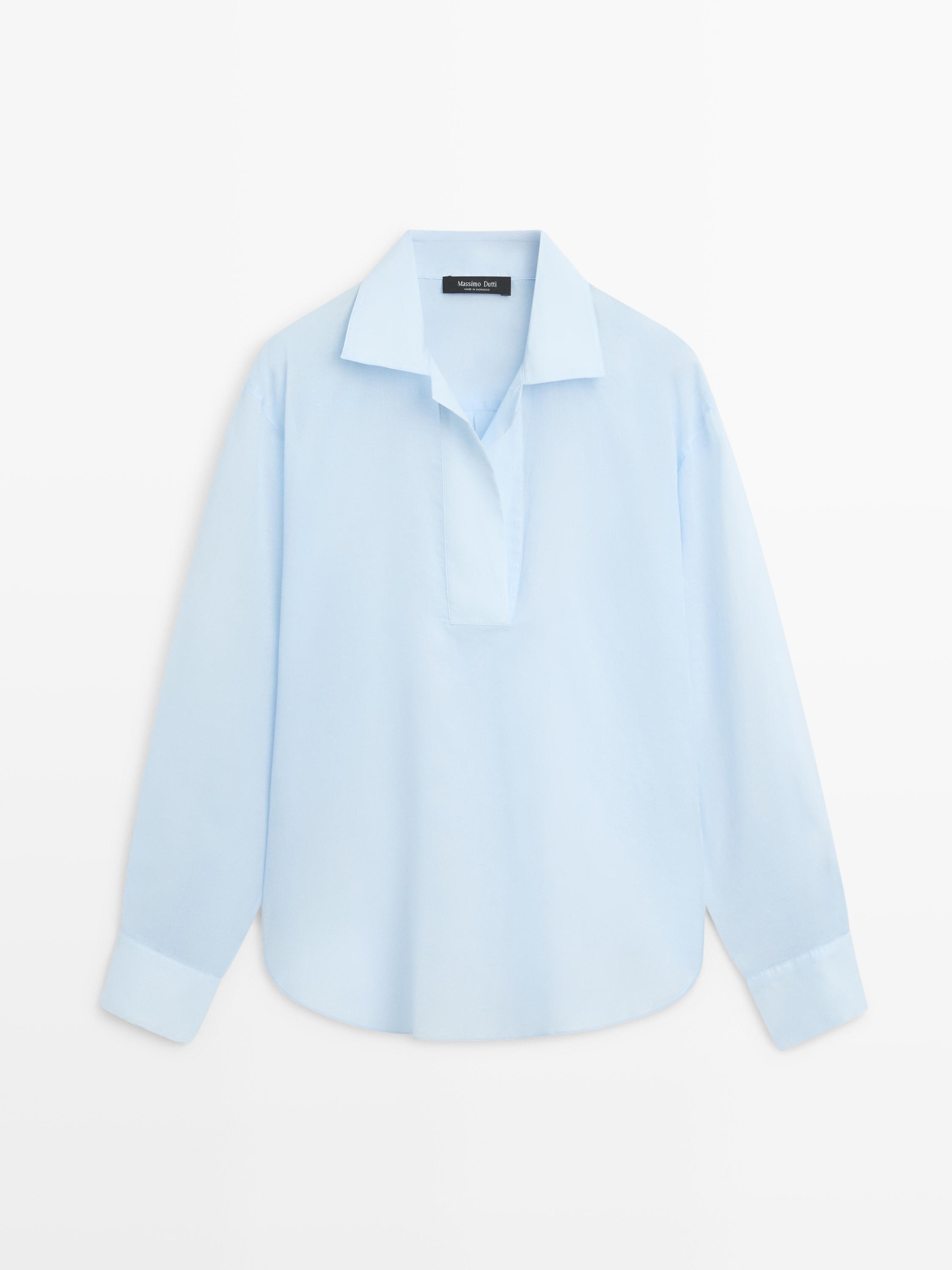 Flowing 100% cotton shirt with collar detail