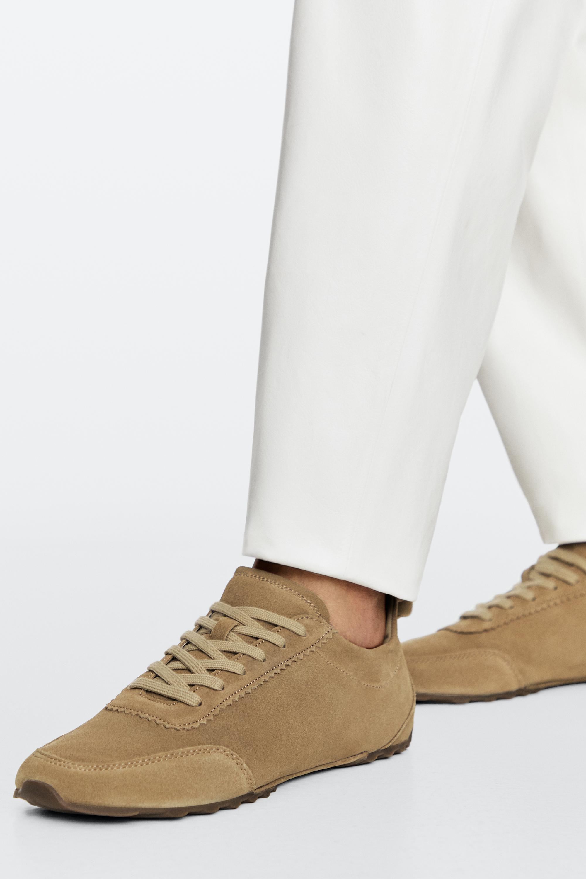 Soft leather trainers — CAMEL