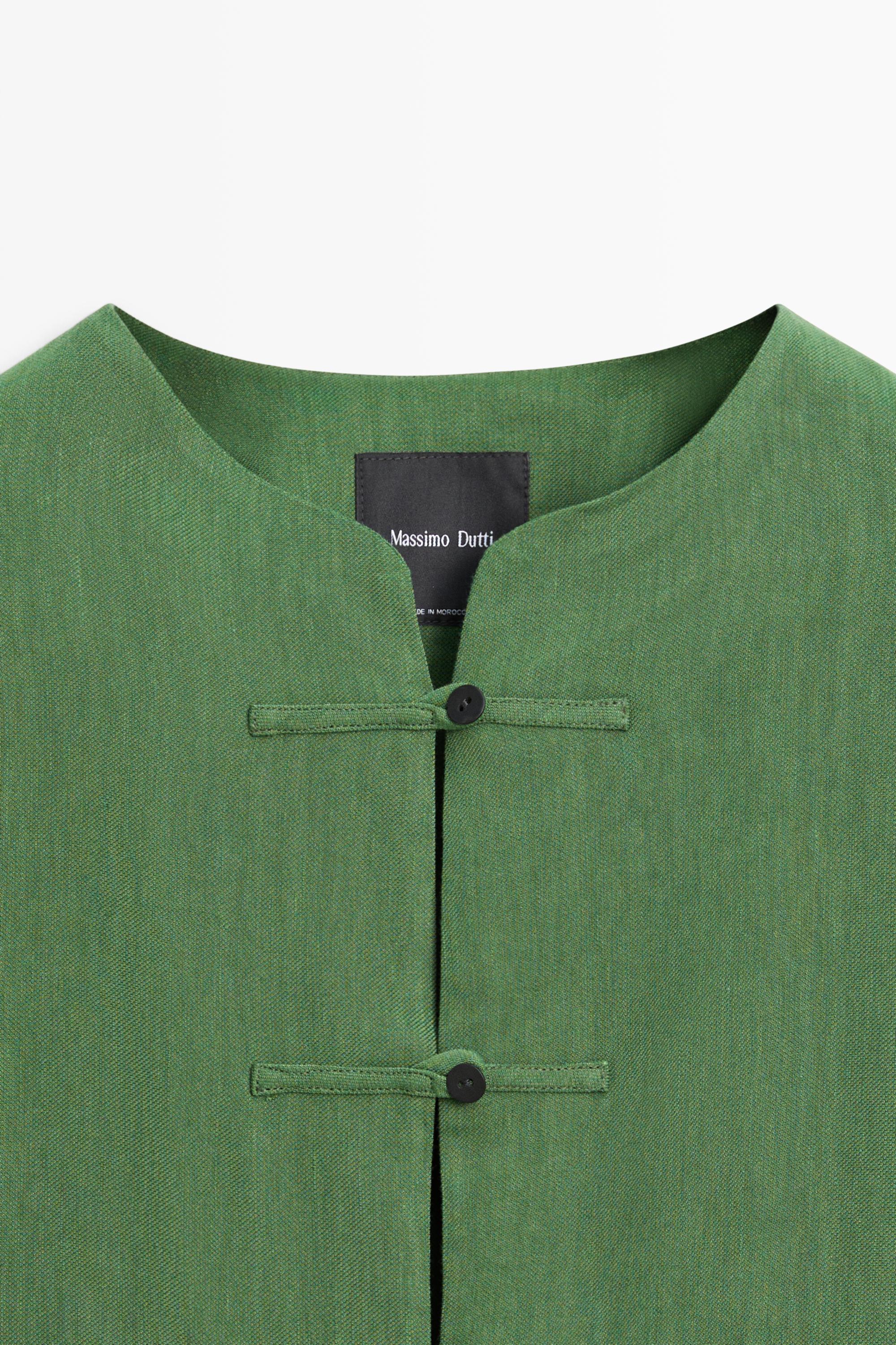 Total look flowing overshirt with button details — BLUISH GREEN