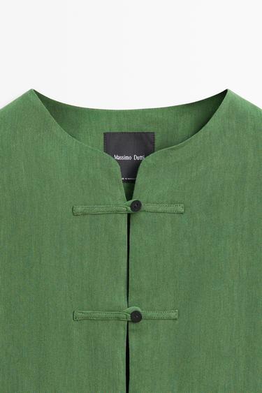 Flowy button-detail overshirt — BLUISH GREEN 4
