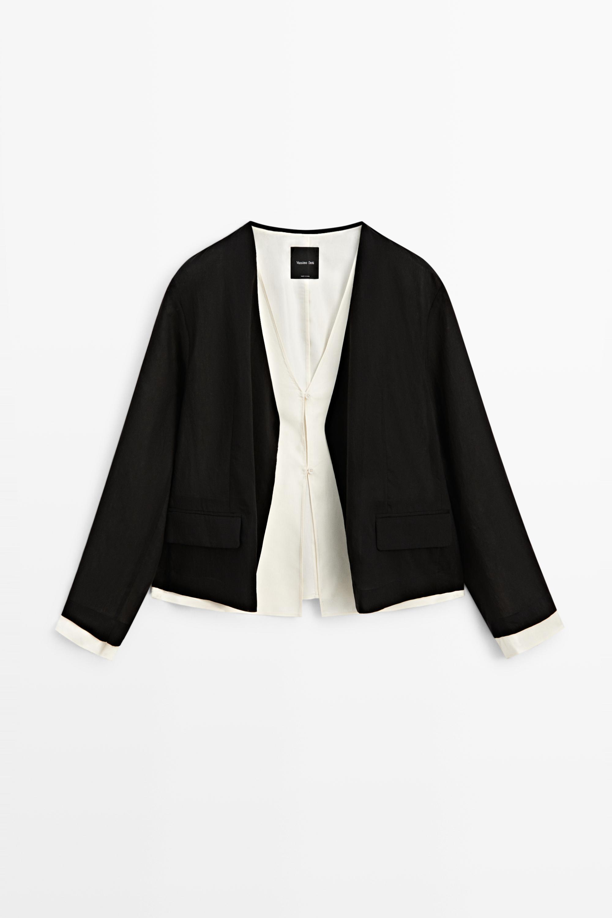 Contrast double jacket for a complete look — BLACK