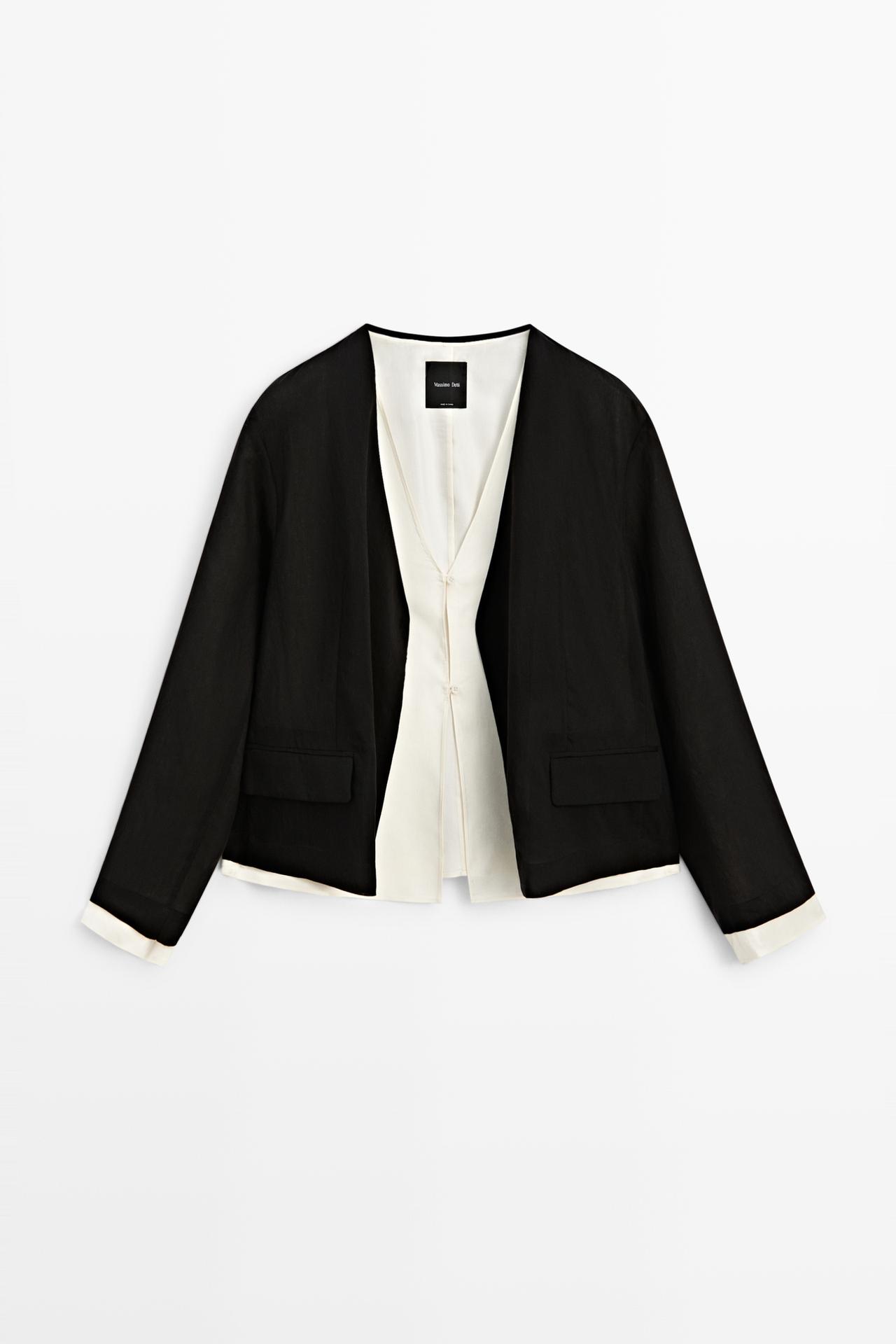 Contrast double jacket for a complete look — BLACK