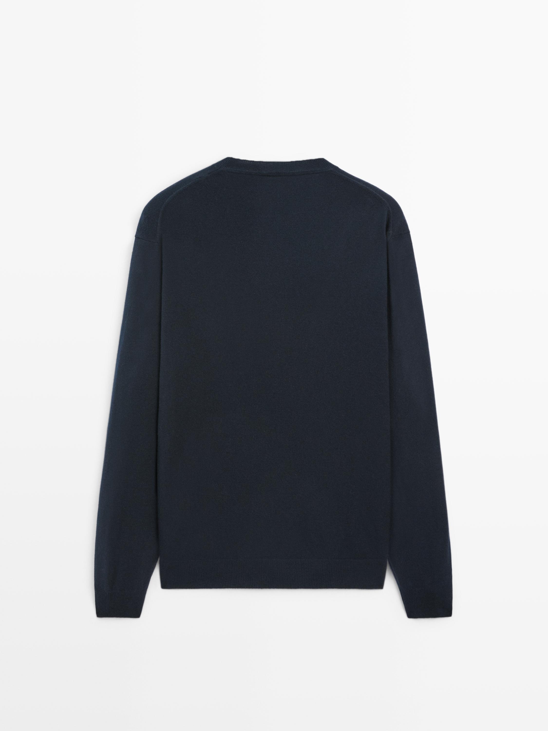 100% wool knit sweater — NAVY BLUE