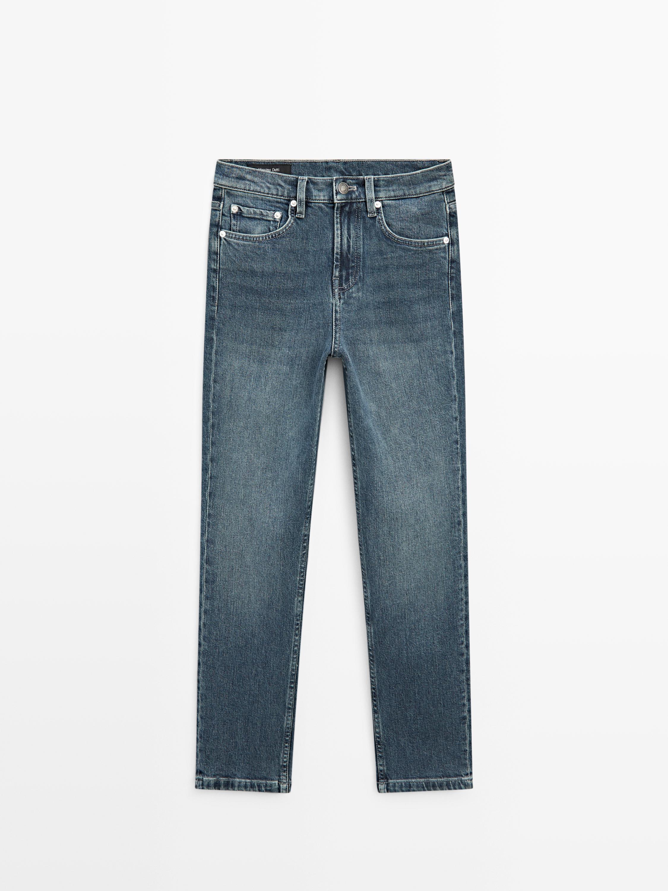 Mid-rise cropped slim fit jeans