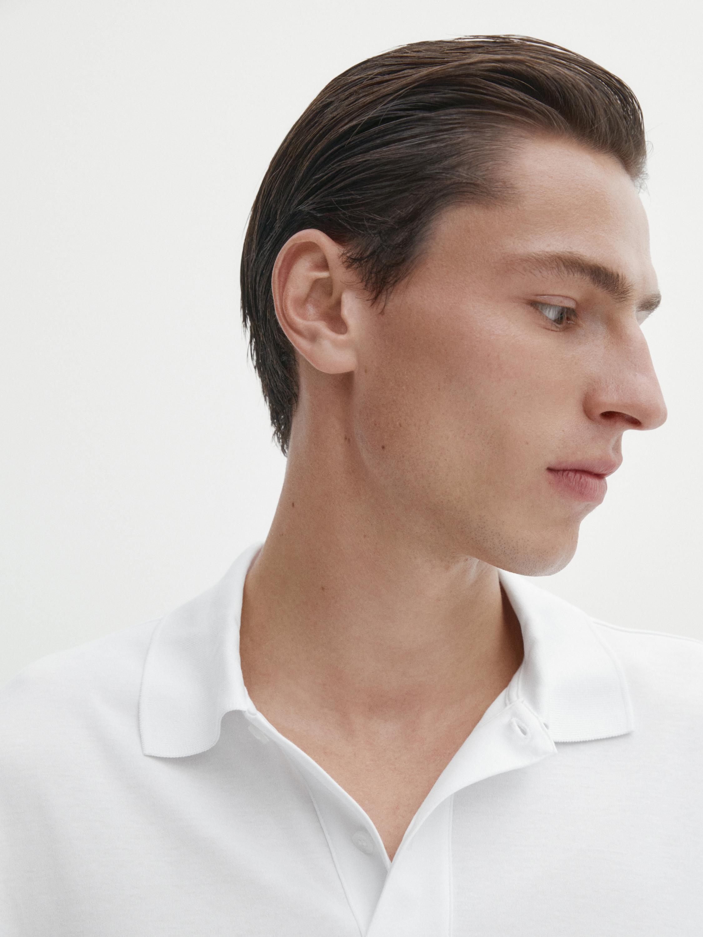 Short sleeve mercerised cotton polo shirt