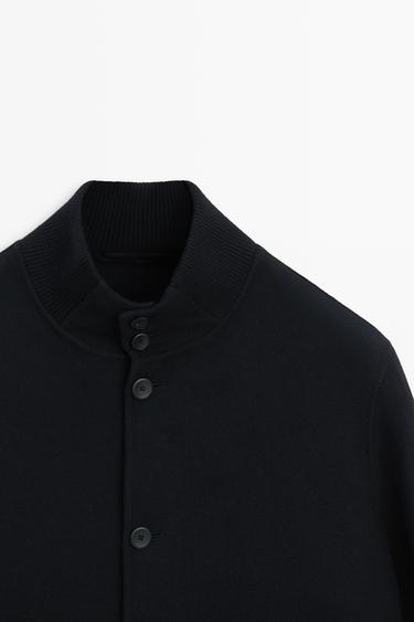 Wool blend pocket detail bomber jacket — DEEP BLUE 4