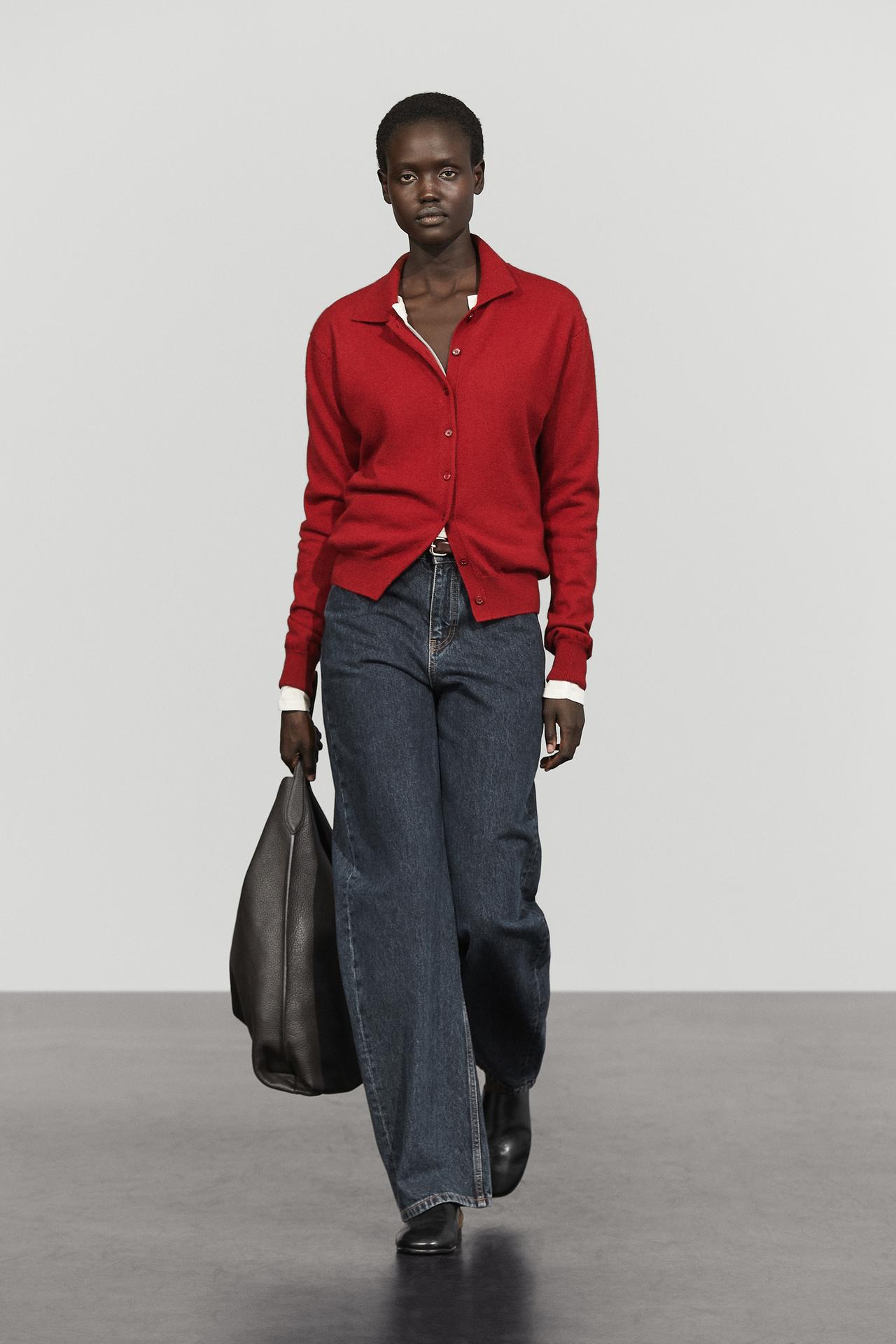 100% cashmere knit polo collar cardigan — MAROON