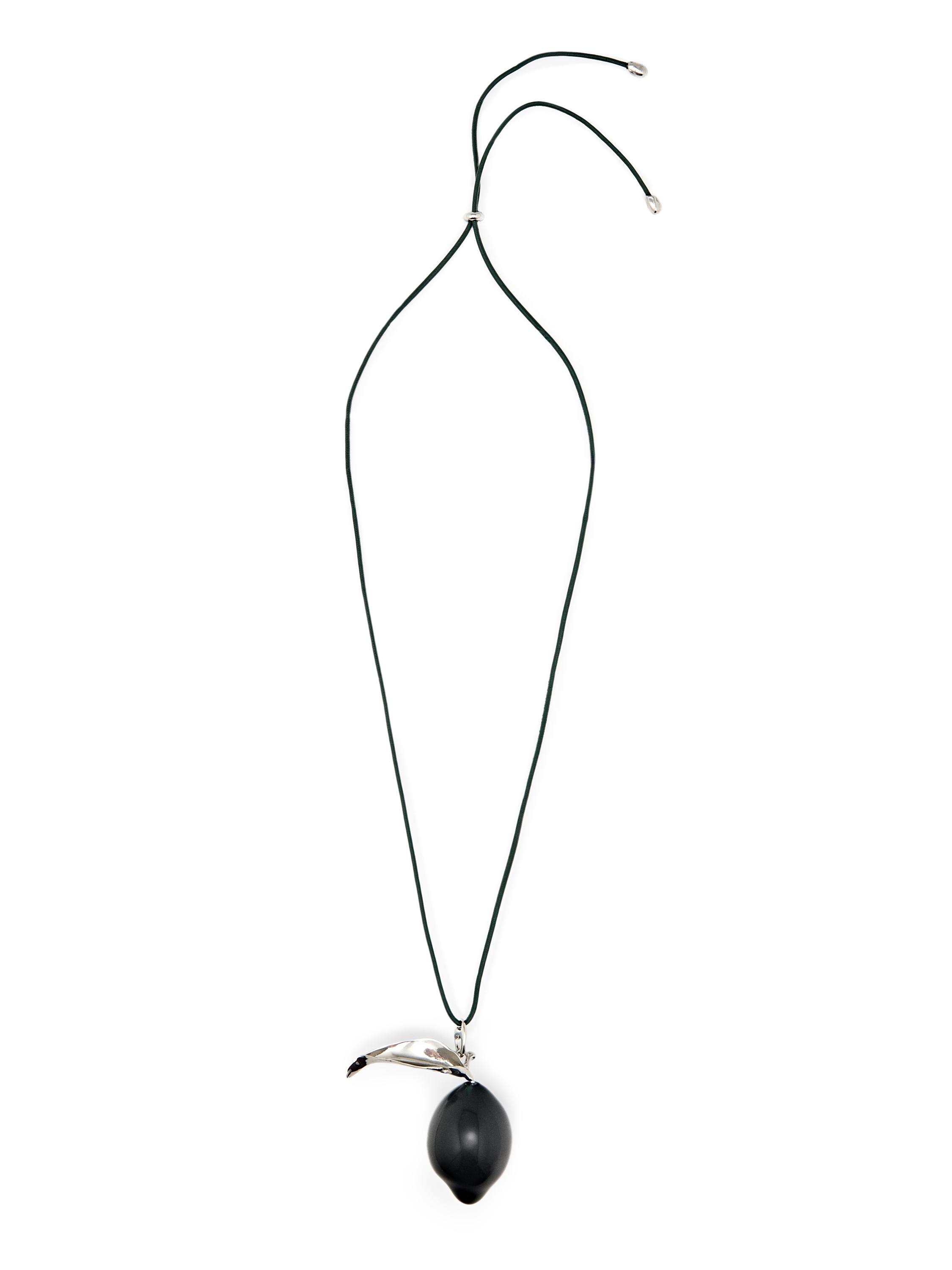 Pendant with glass lemon piece — SILVER