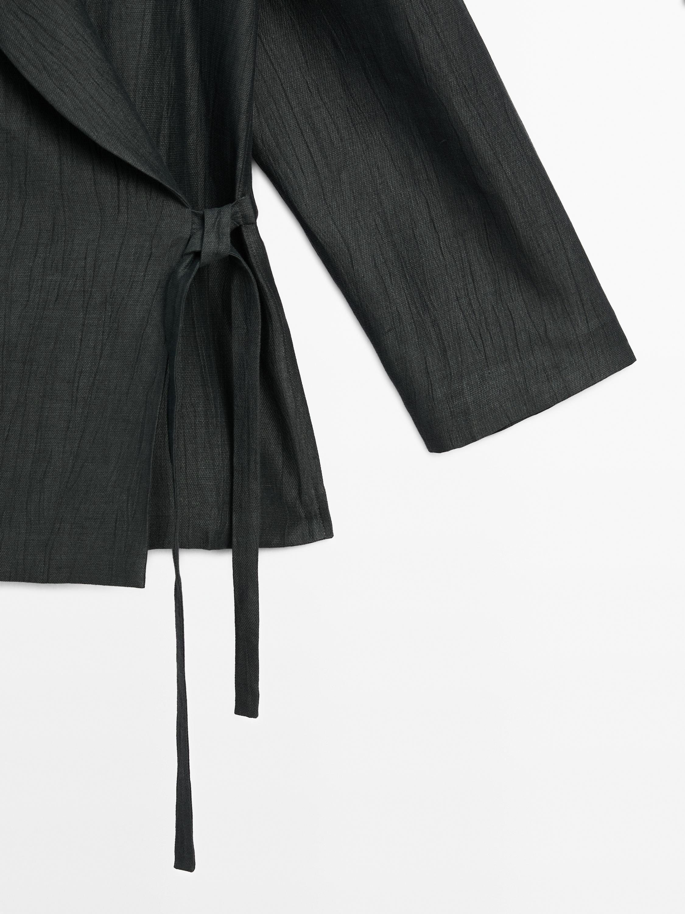 100% linen kimono with tie