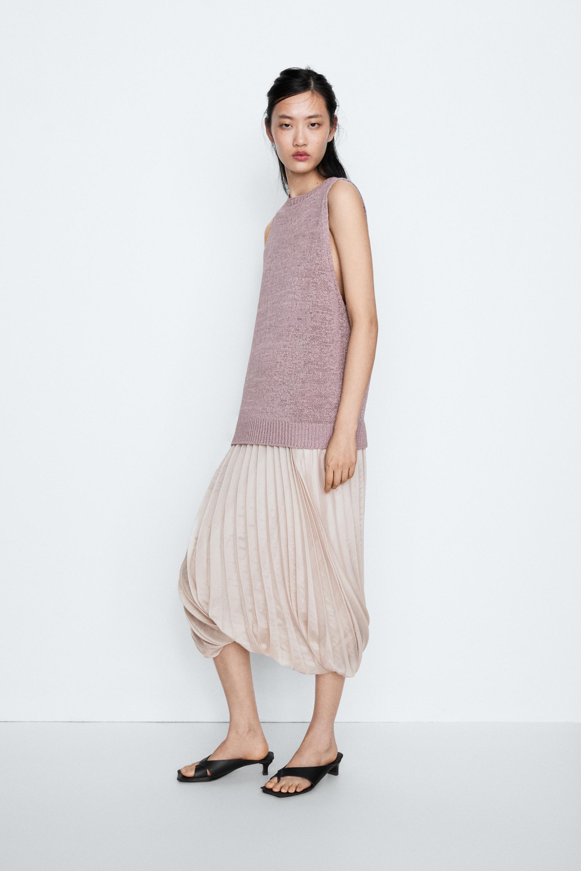 STUDIO Silk-Blend Knit Halter Top — PLUM