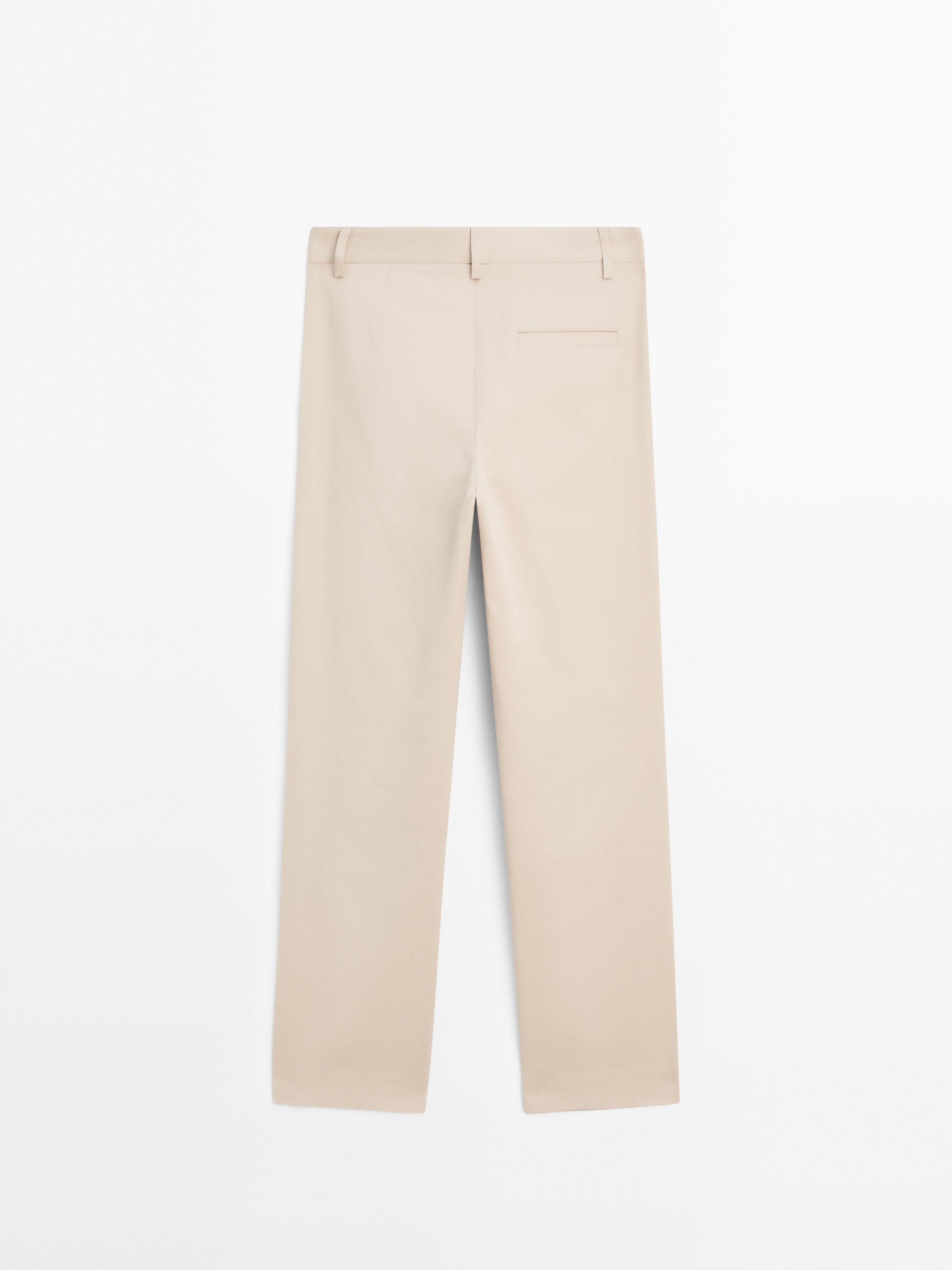 Pantalon straight en coton mélangé