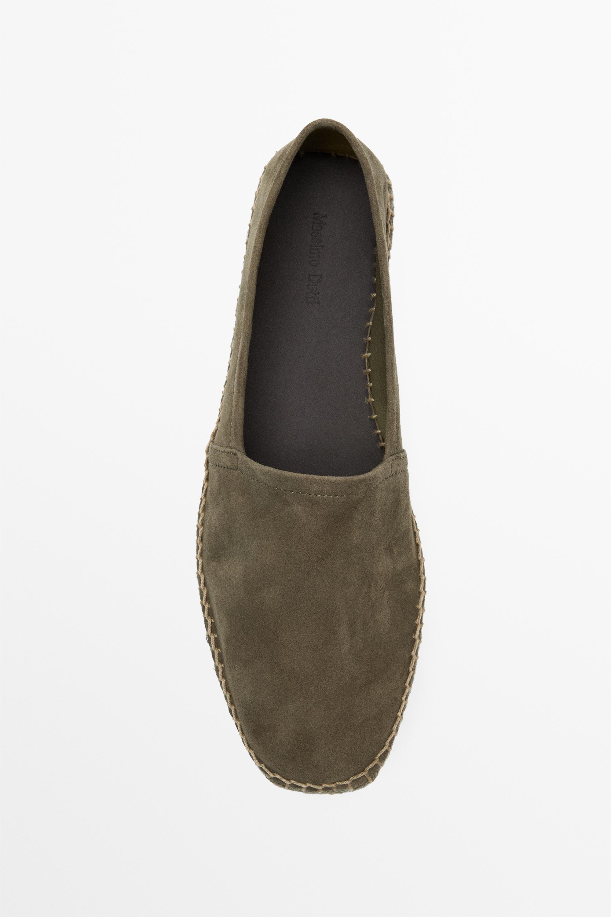 Leather espadrilles — KHAKI