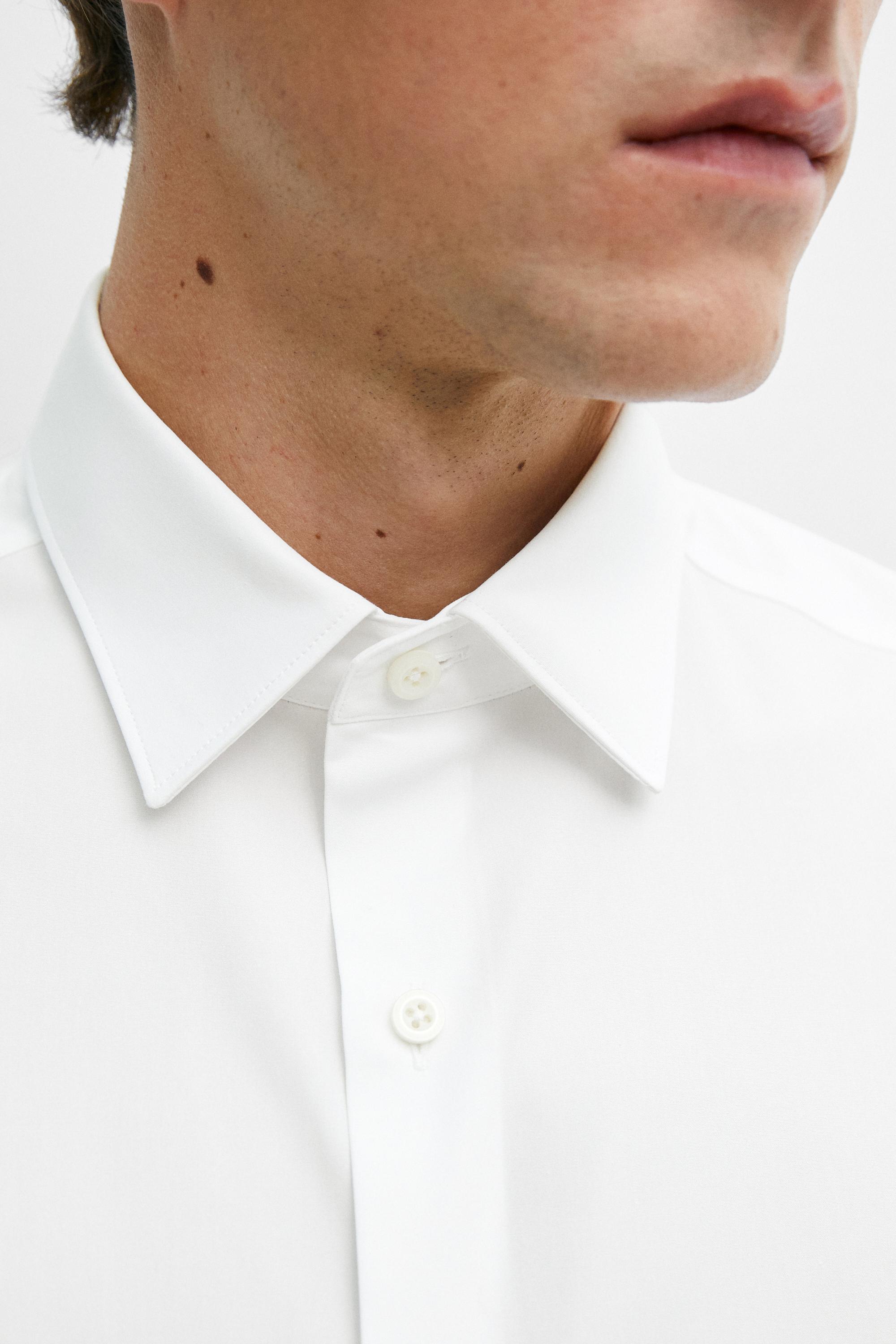 Slim fit 100% cotton poplin shirt — WHITE