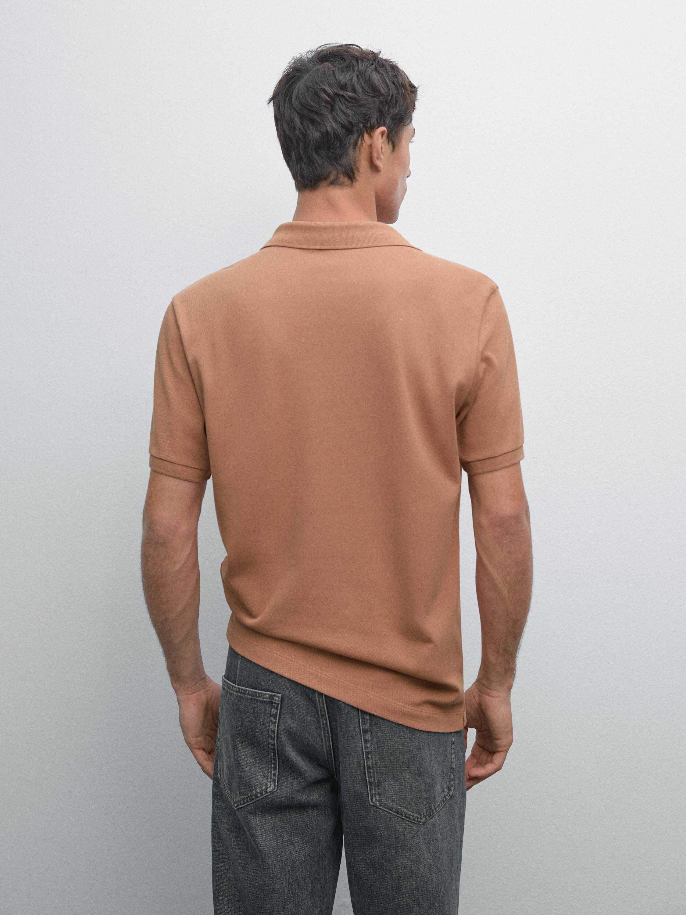 Micro textured piqué cotton polo shirt