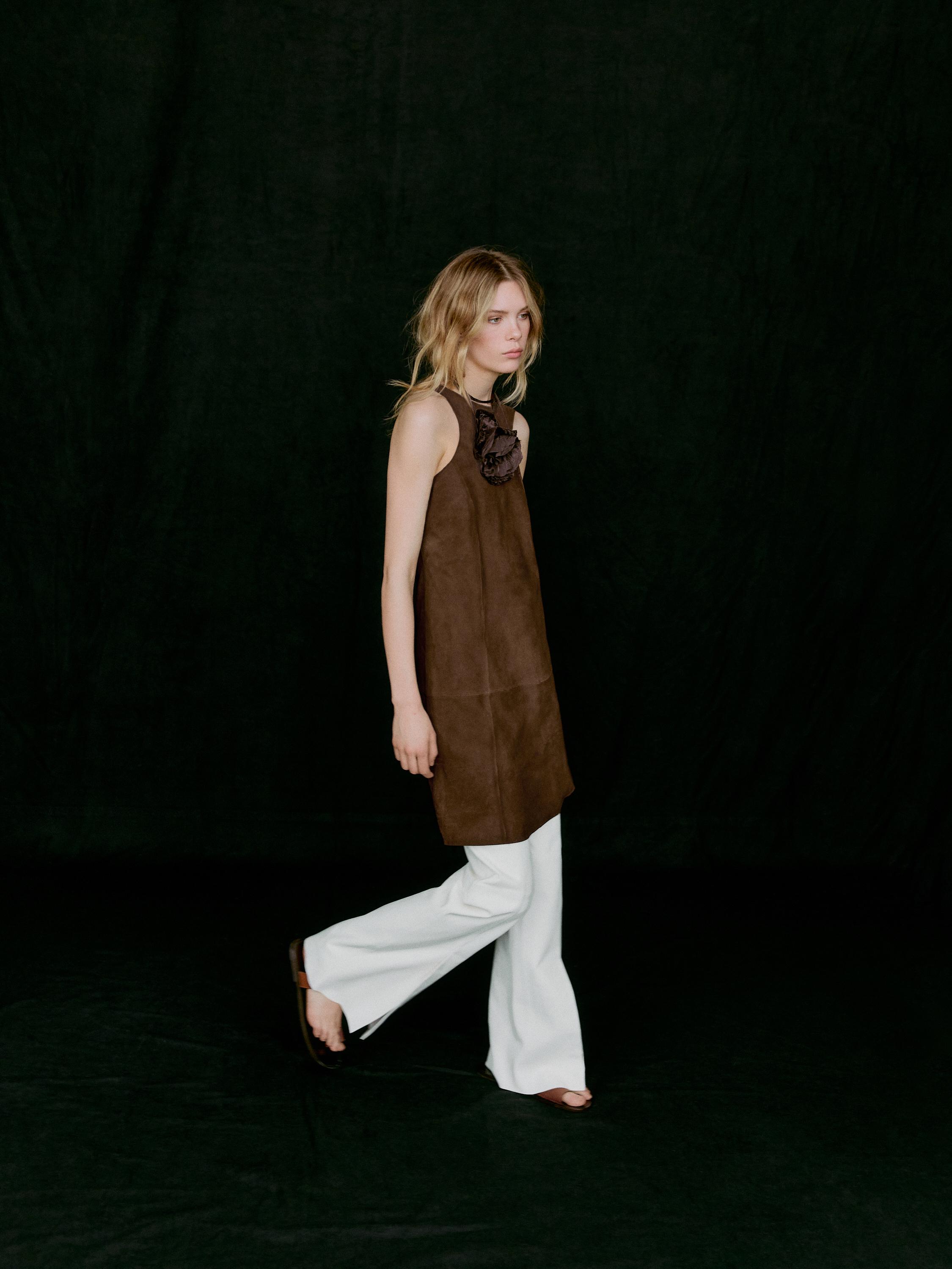 Suede leather mini dress