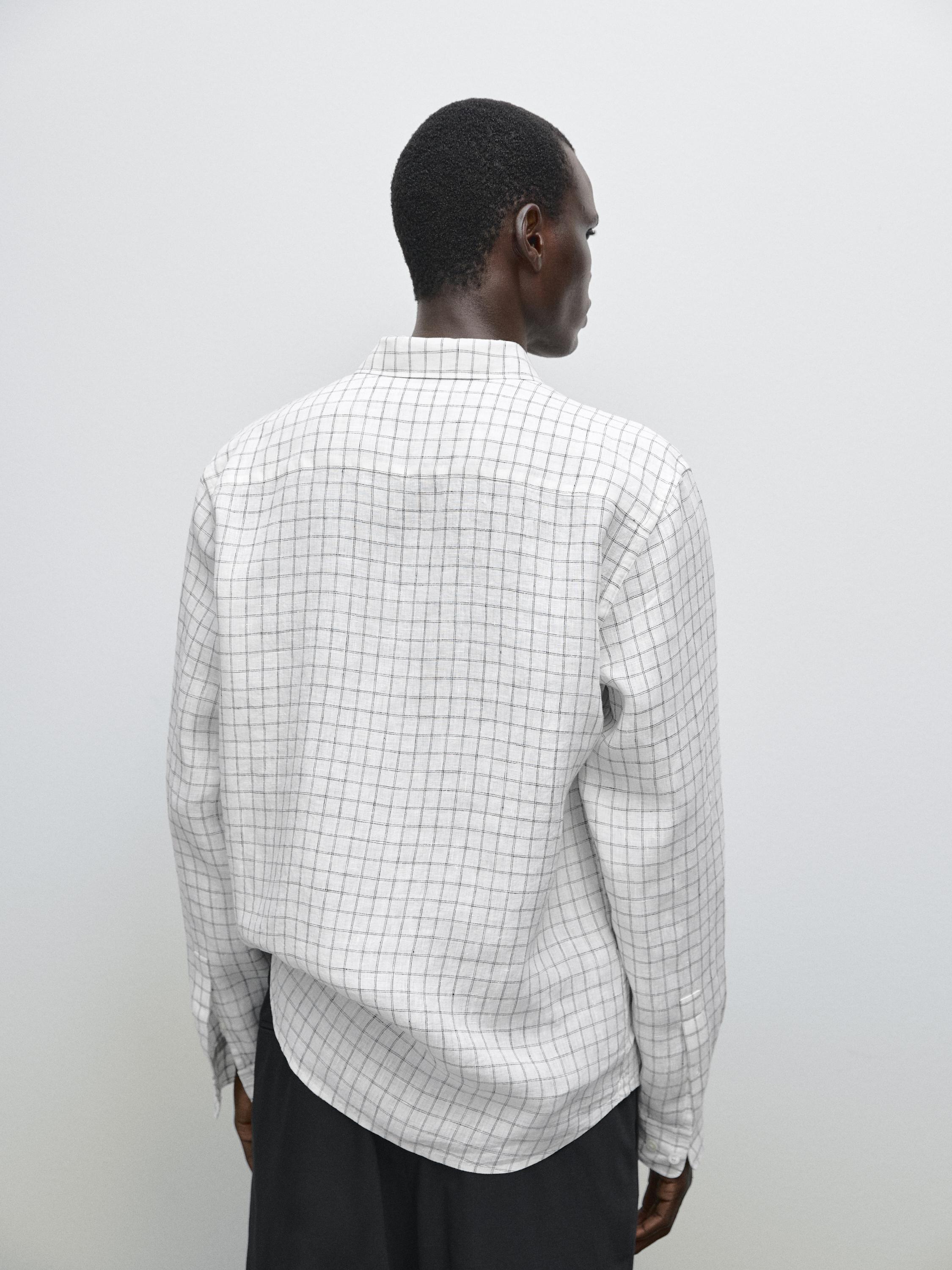 Regular-fit linen check shirt
