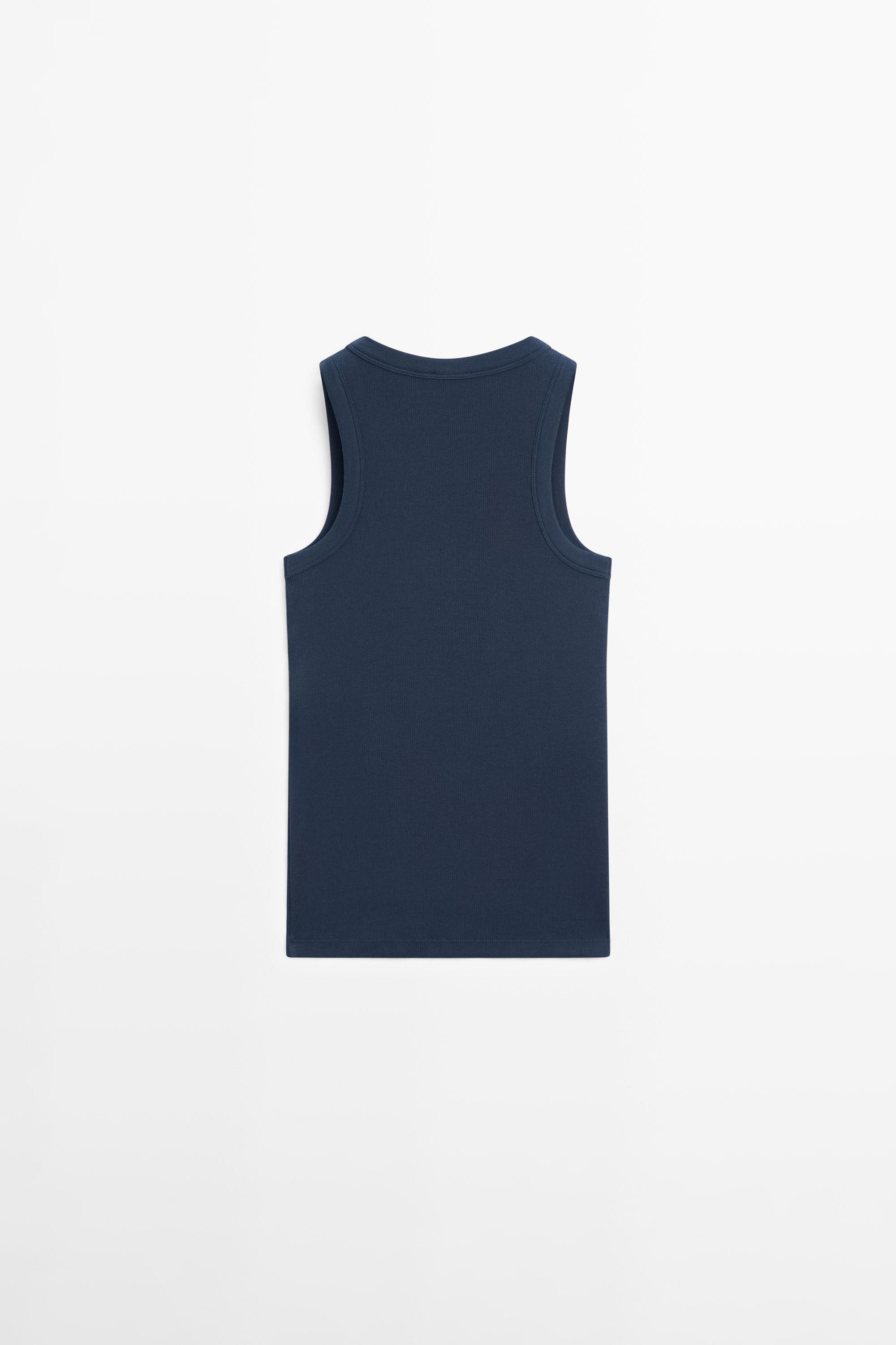 Cotton blend halter top — NAVY BLUE