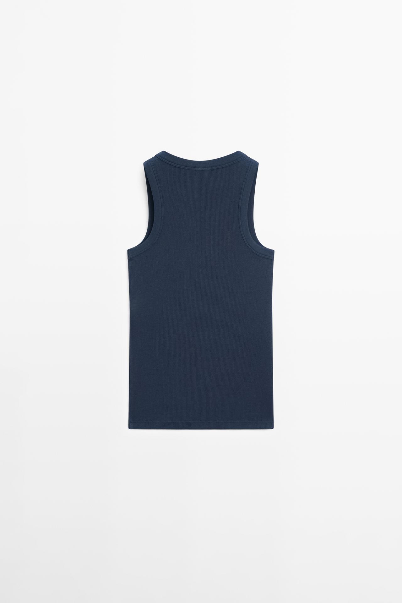 Cotton blend halter top — NAVY BLUE