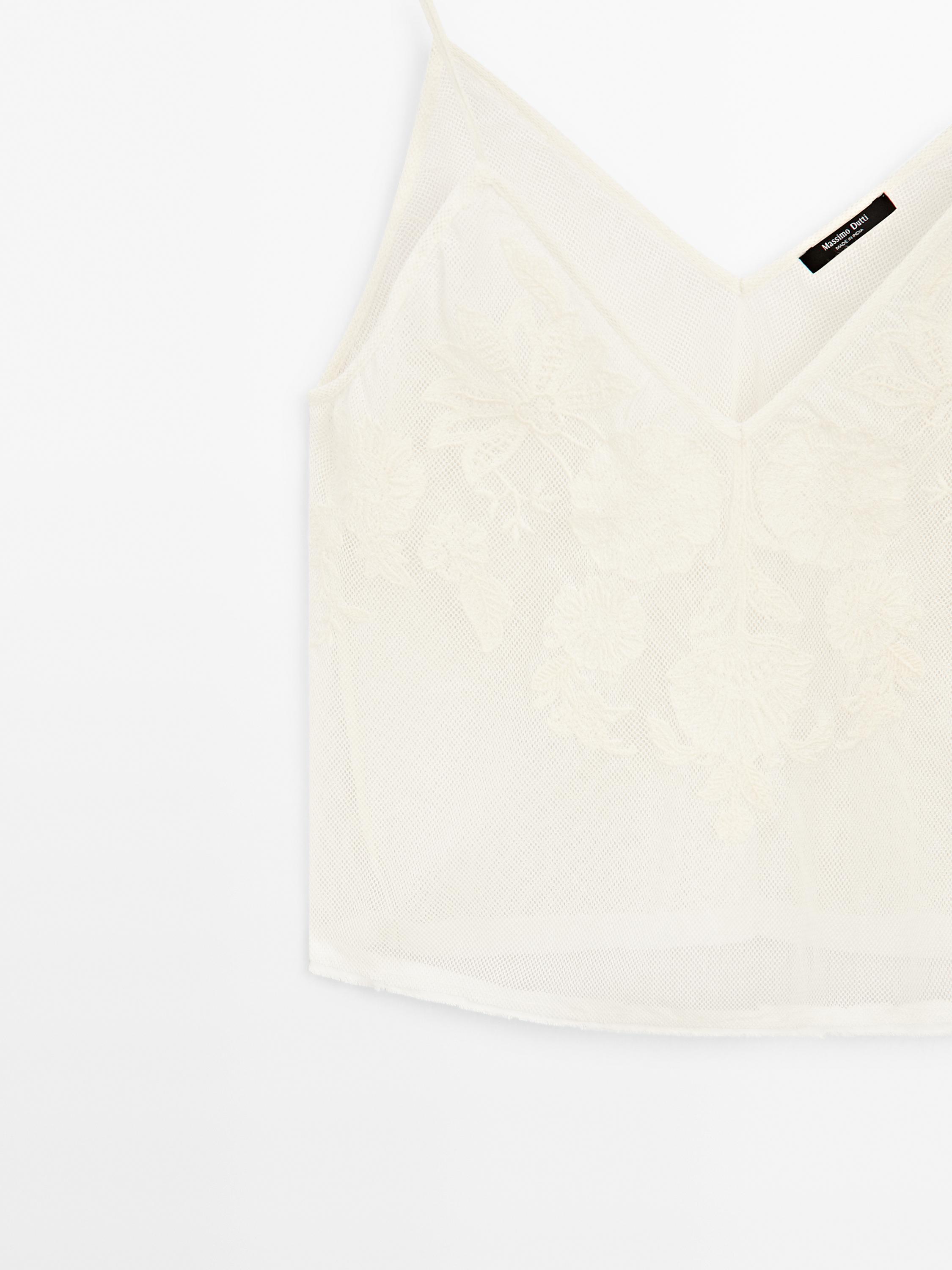Strappy crop top with embroidered detail