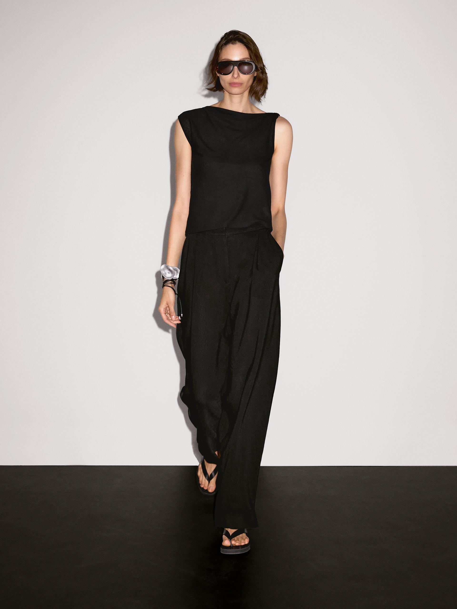 Top Asimmetrico Con Dettaglio Di Nodo - Nero - Xs - Massimo Dutti - Femminile