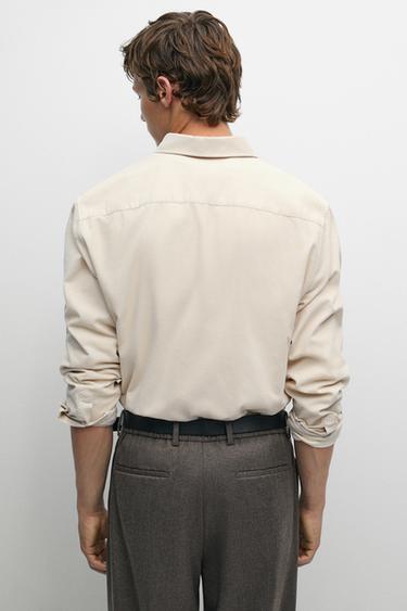 Regular fit needlecord shirt — SAND 5
