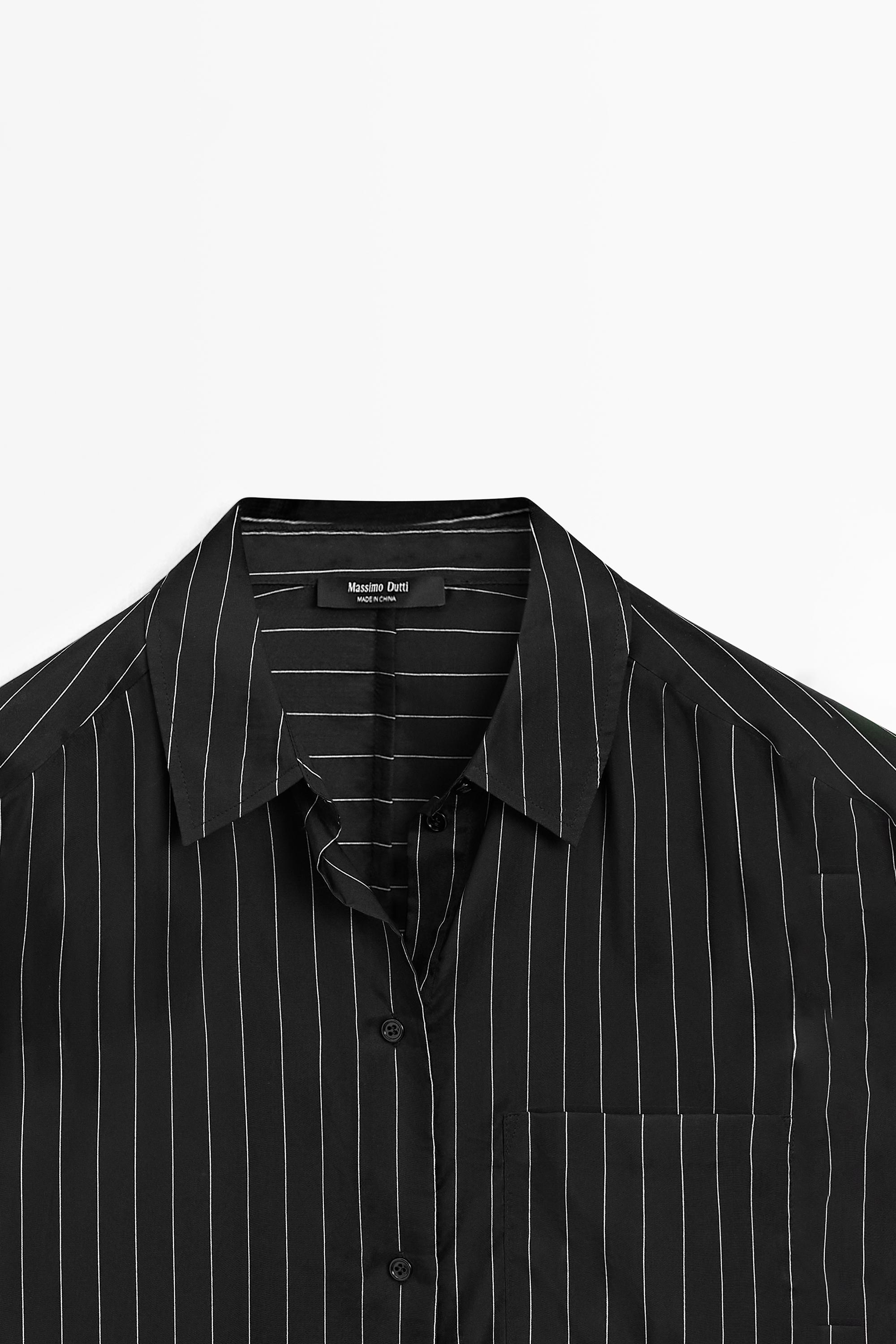Striped shirt in flowing fabric - STUDIO — BLACK