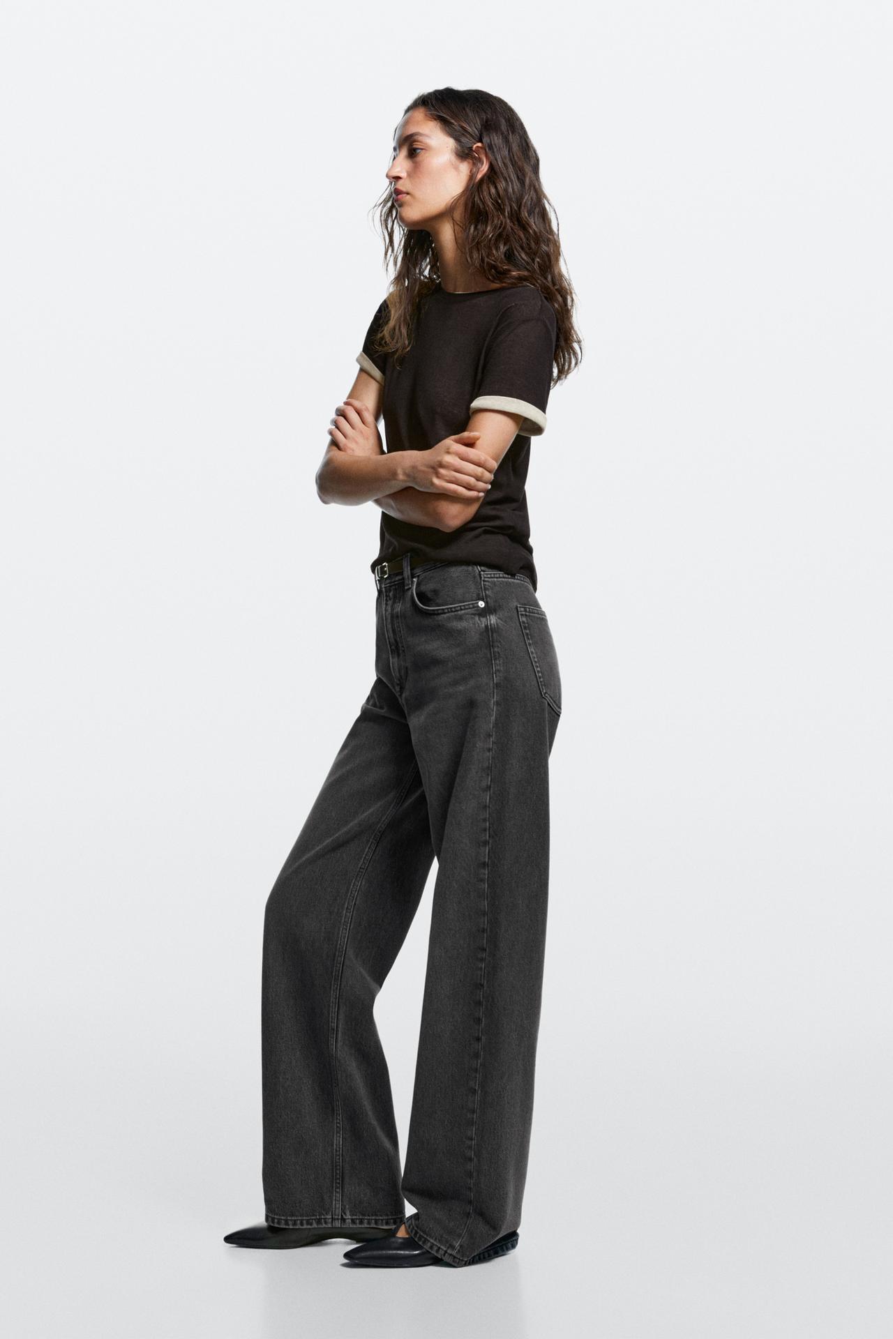 High-waist wide-leg jeans — GREY