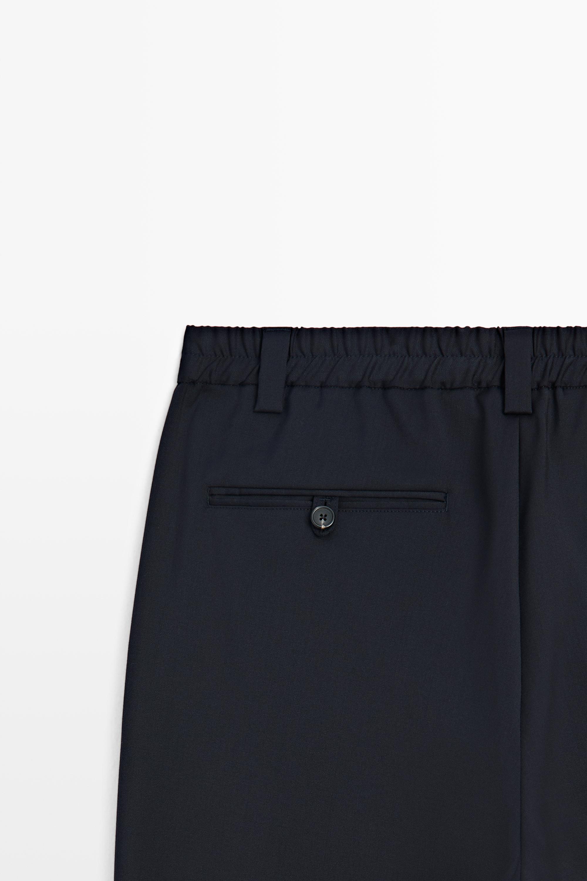 100% wool straight-leg pants — NAVY BLUE