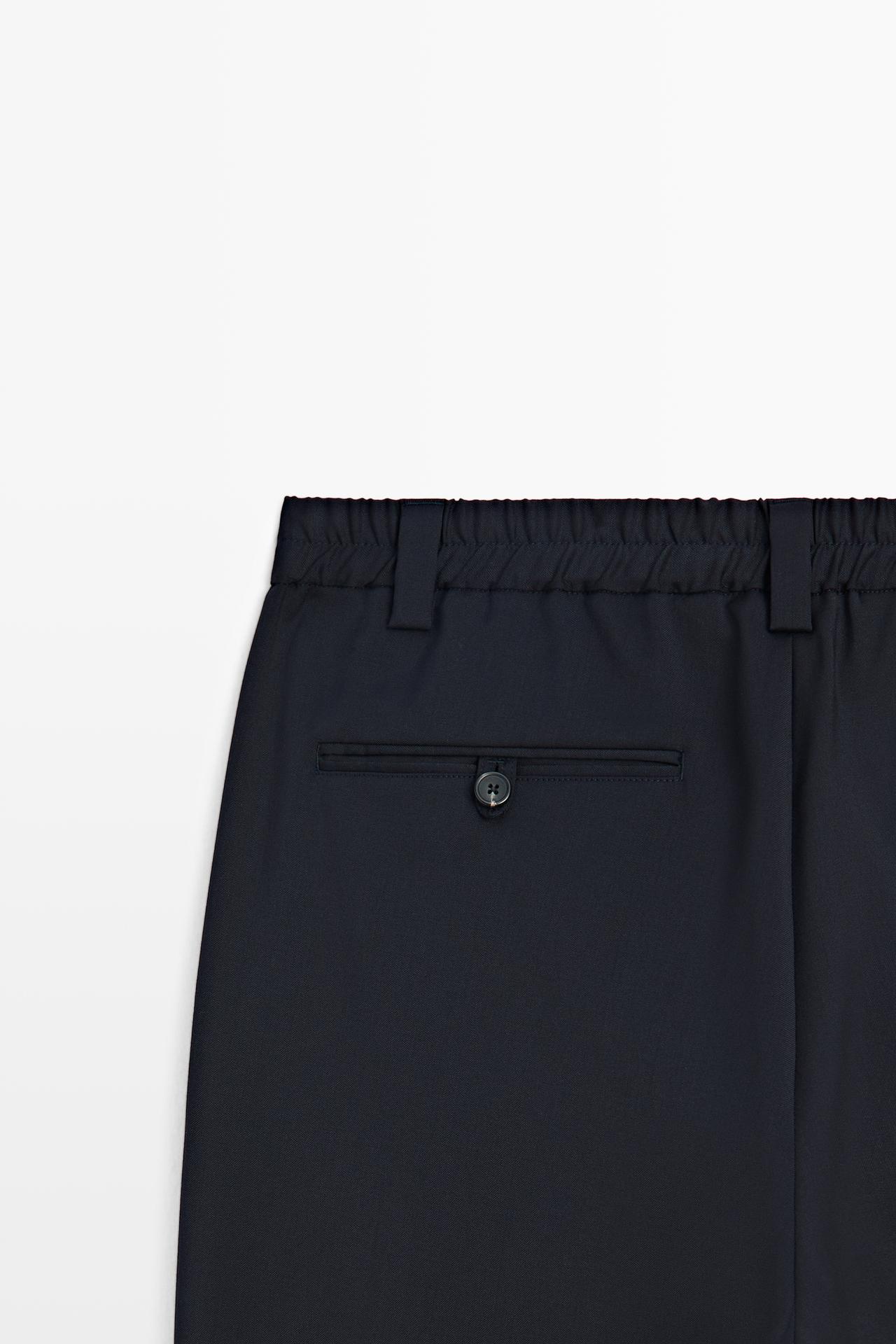 100% wool straight-leg pants — NAVY BLUE