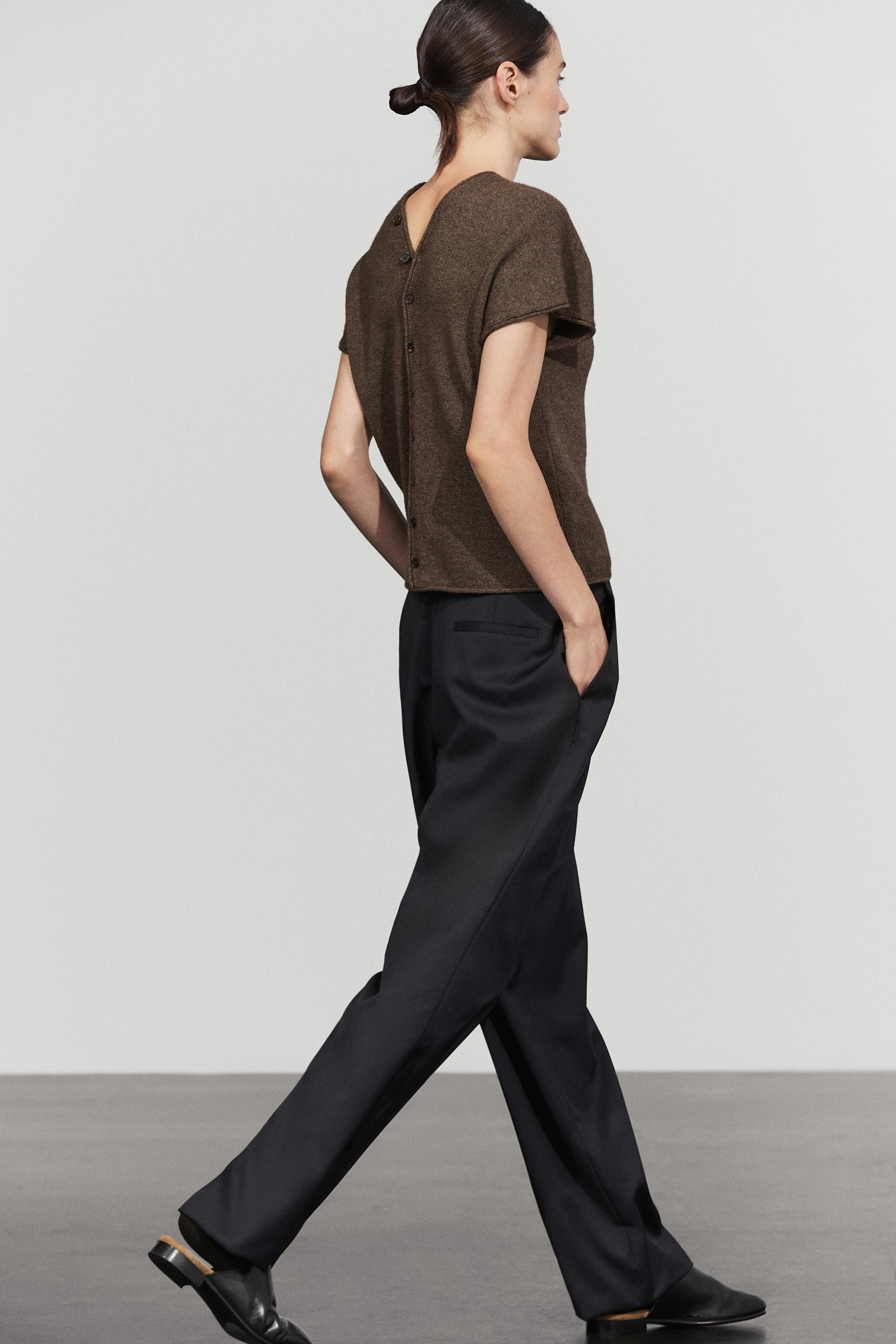 Wool blend V-neck knit vest — MOLE BROWN