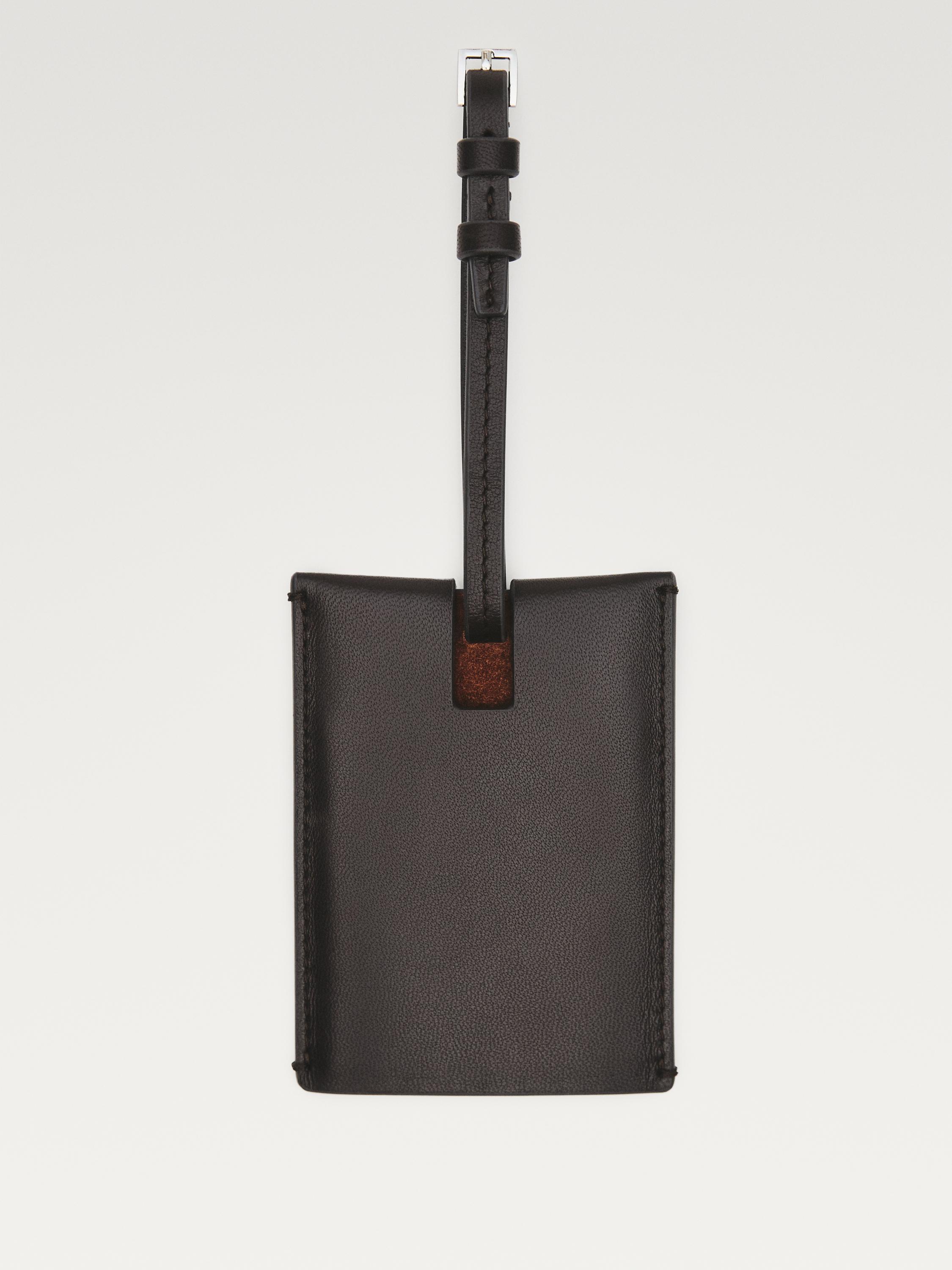 Nappa leather luggage tag — BROWN