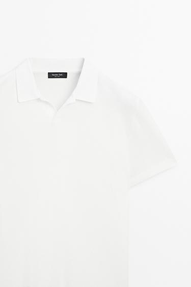 Textured 100% cotton polo shirt — WHITE 4
