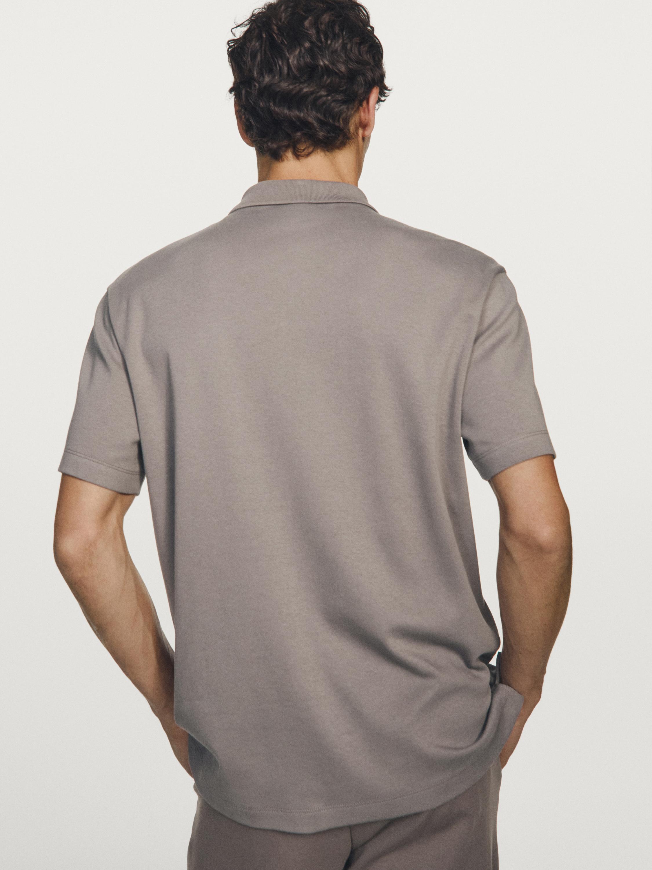Short sleeve cotton polo shirt — PALE OCHRE