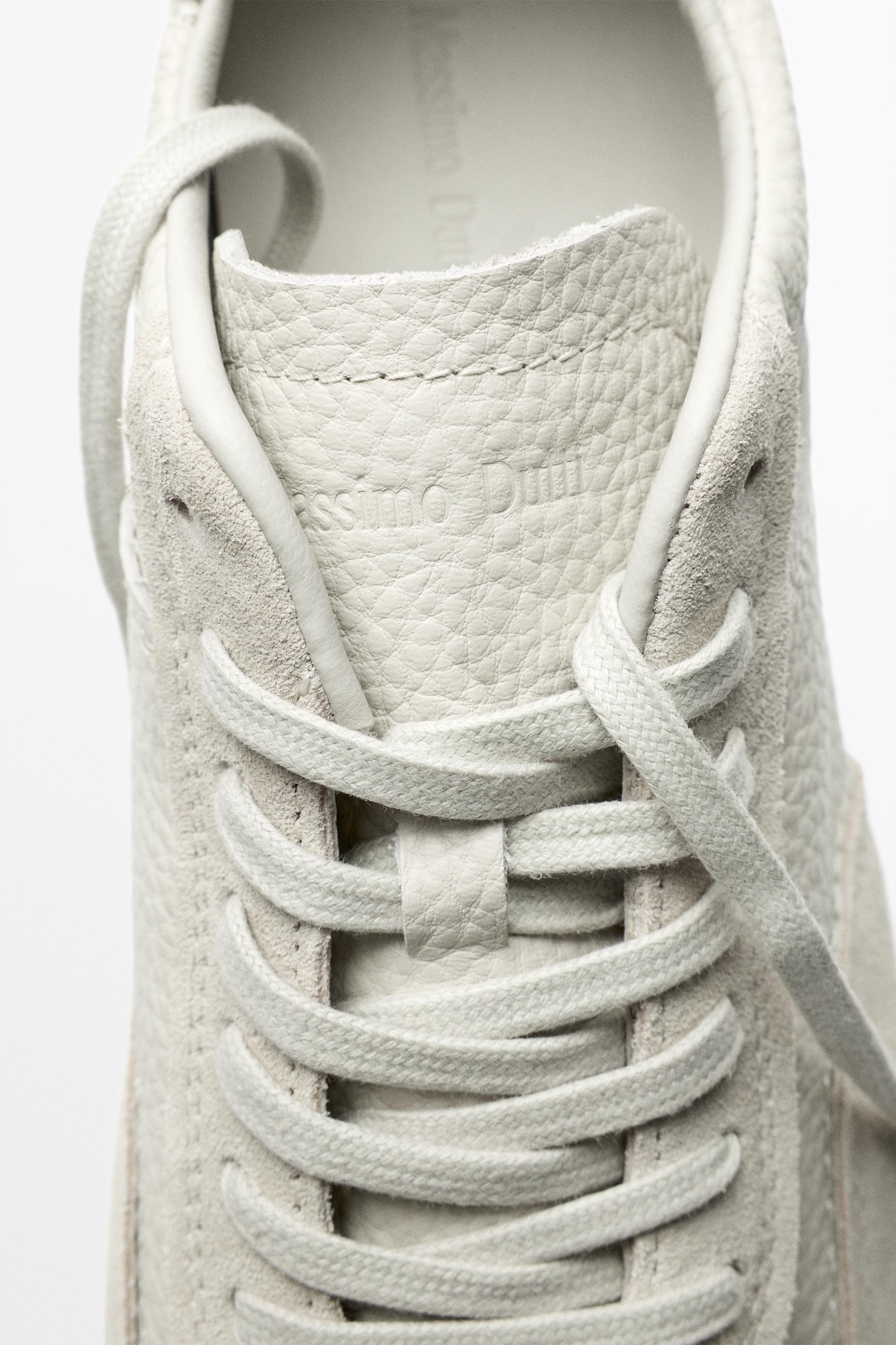 Milled nappa leather sneaker — WHITE