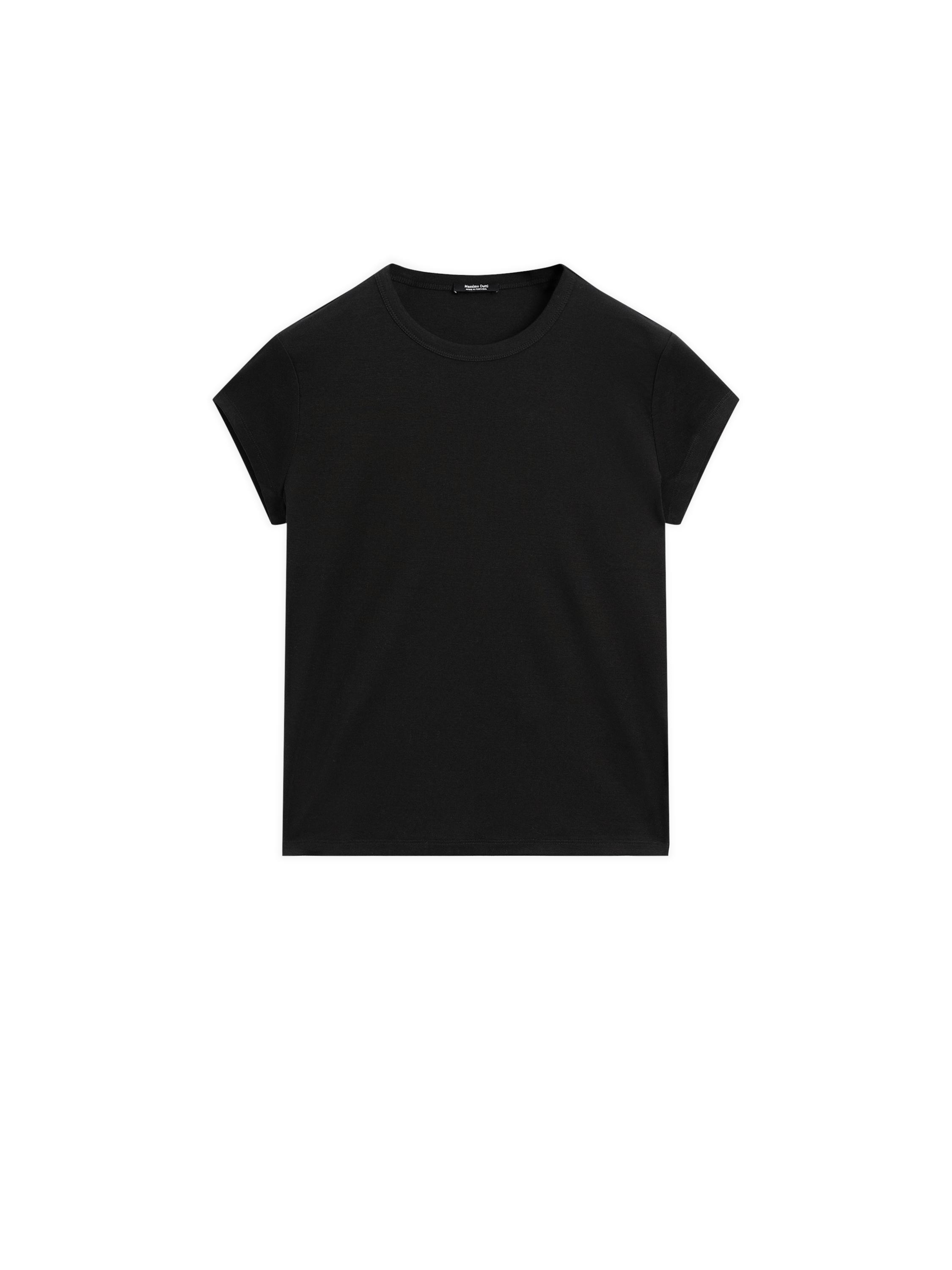 100% mercerised cotton short sleeve T-shirt — BLACK