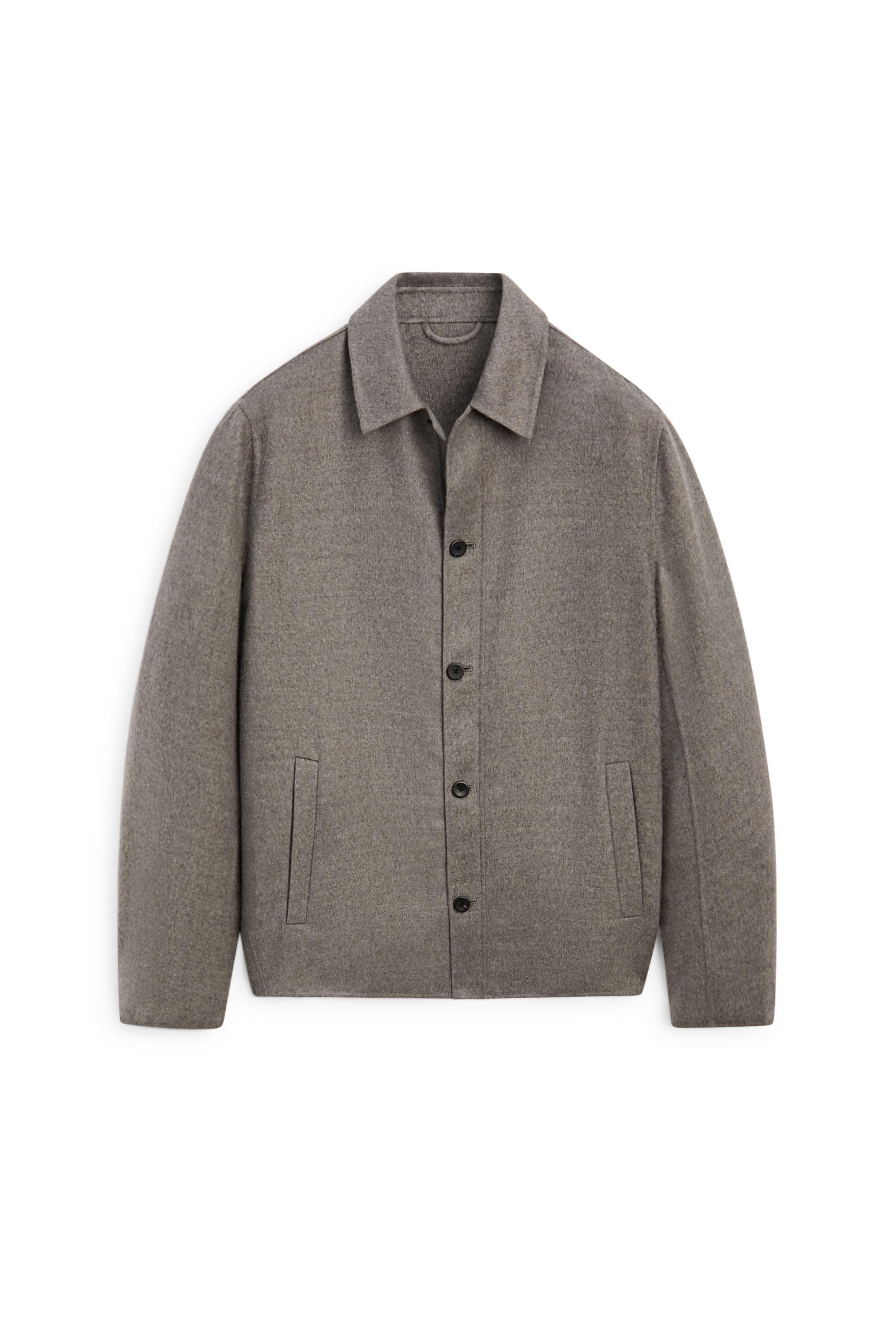 Wool blend overshirt with button detail — MINK