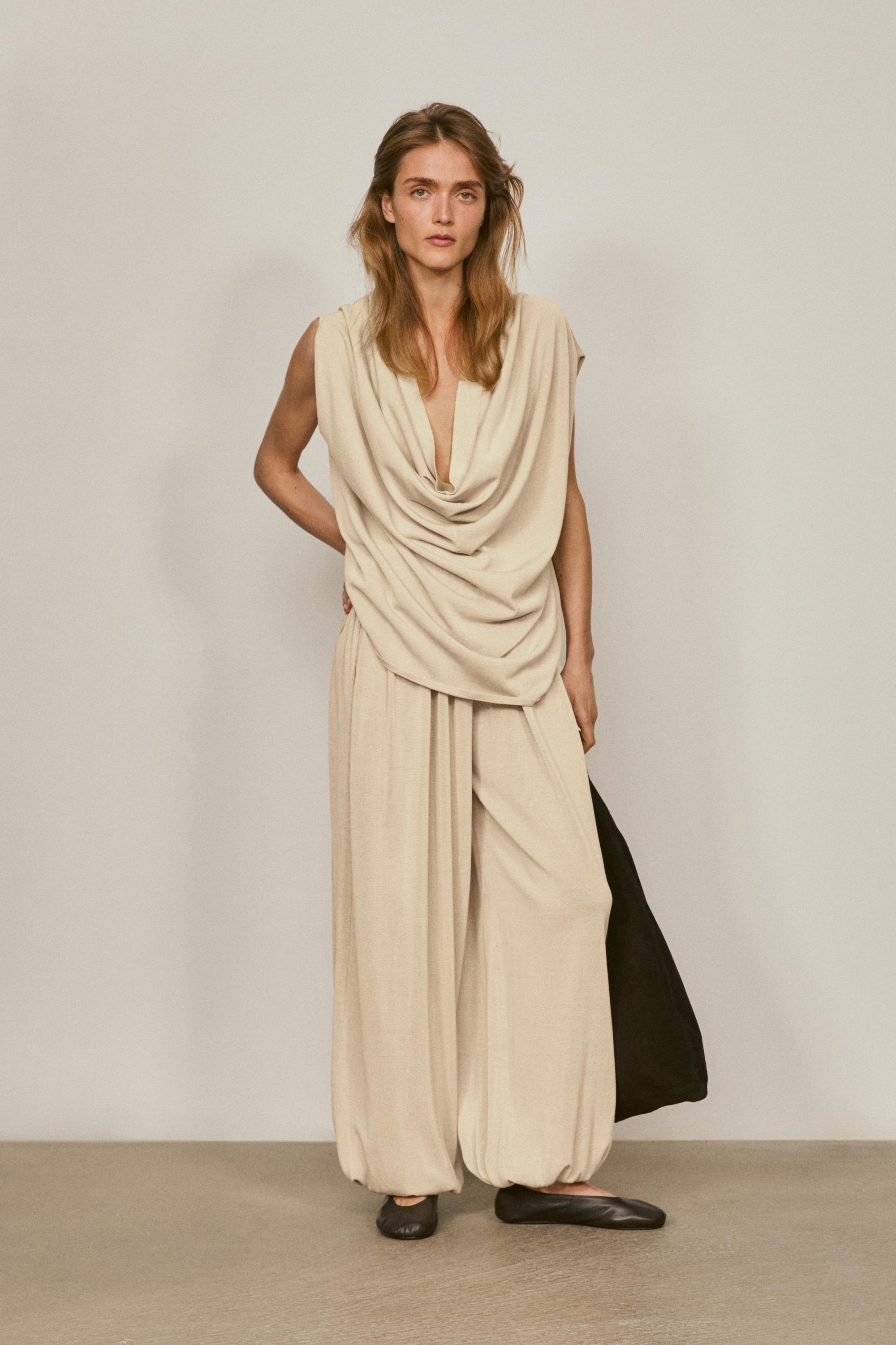 Silk blend total look sarouel trousers - LIMITED EDITION — SAND